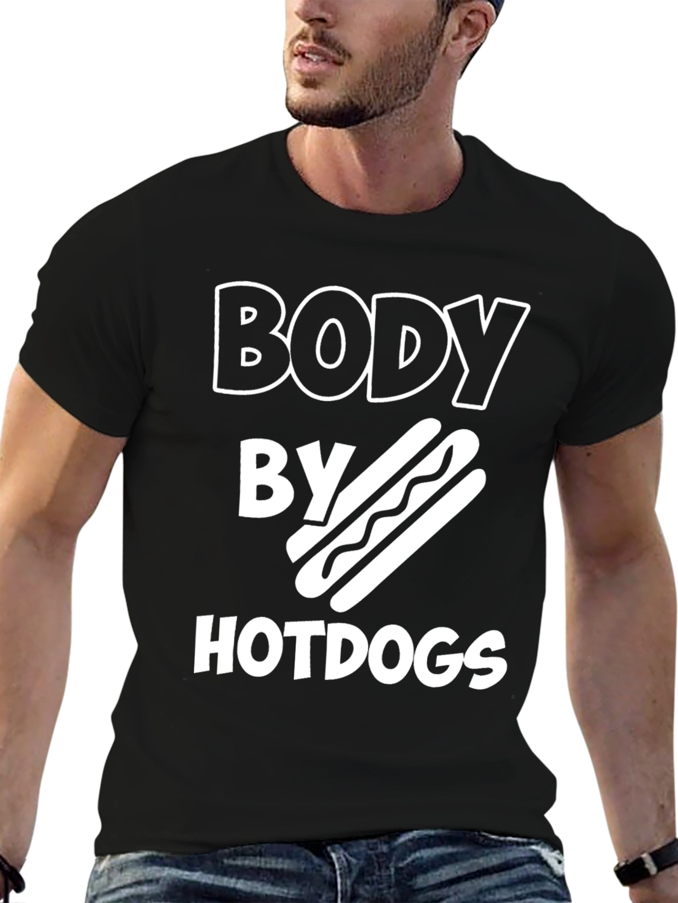 Body By Hotdogs T-Shirt Funny Foodie Tee