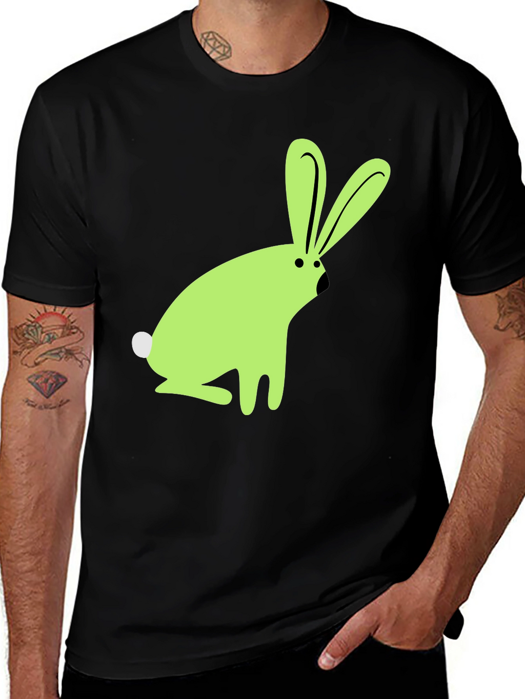 Cute Bunny Graphic Tee - Black Unisex T-Shirt