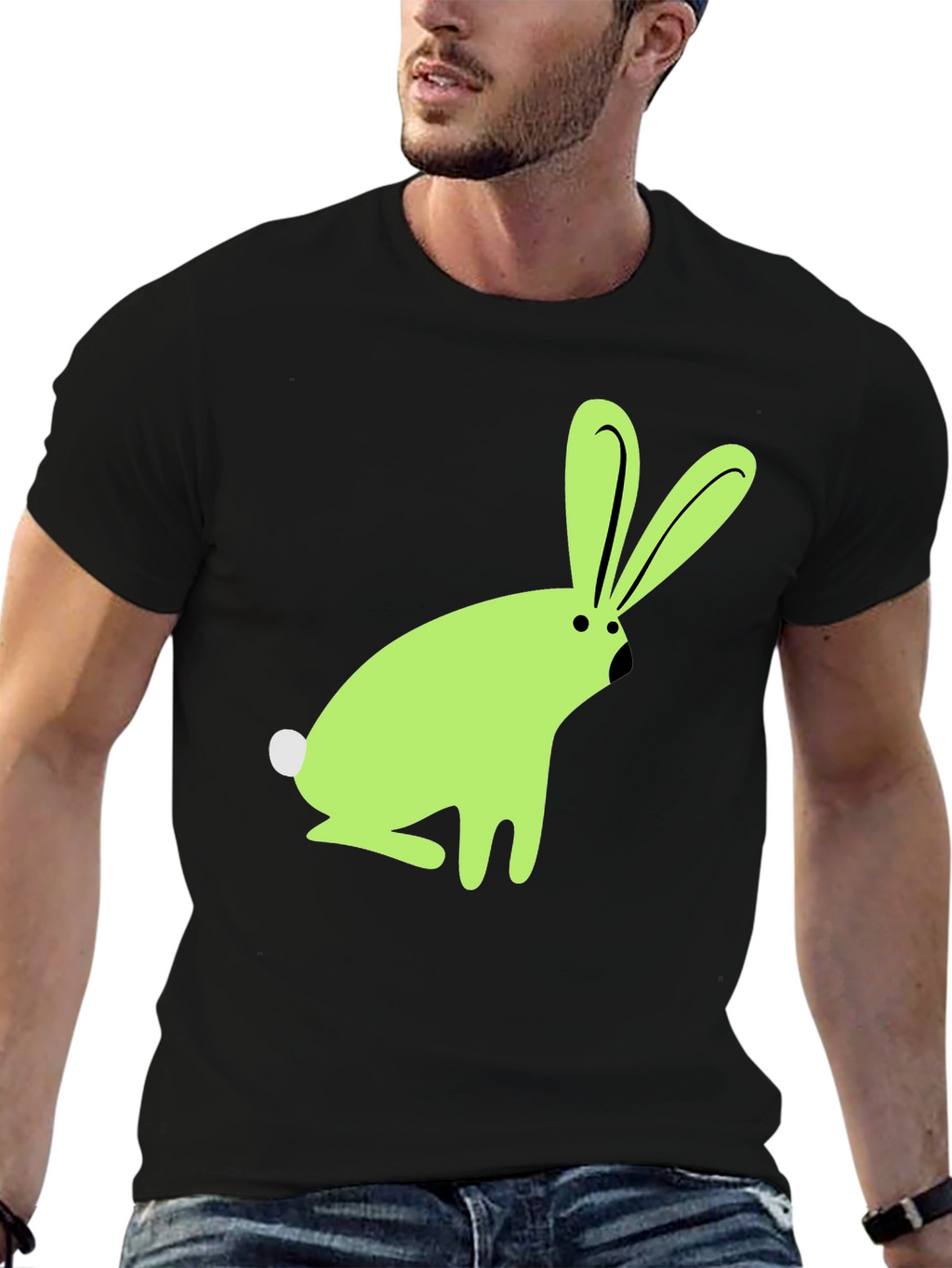 Cute Bunny Graphic Tee - Black Unisex T-Shirt