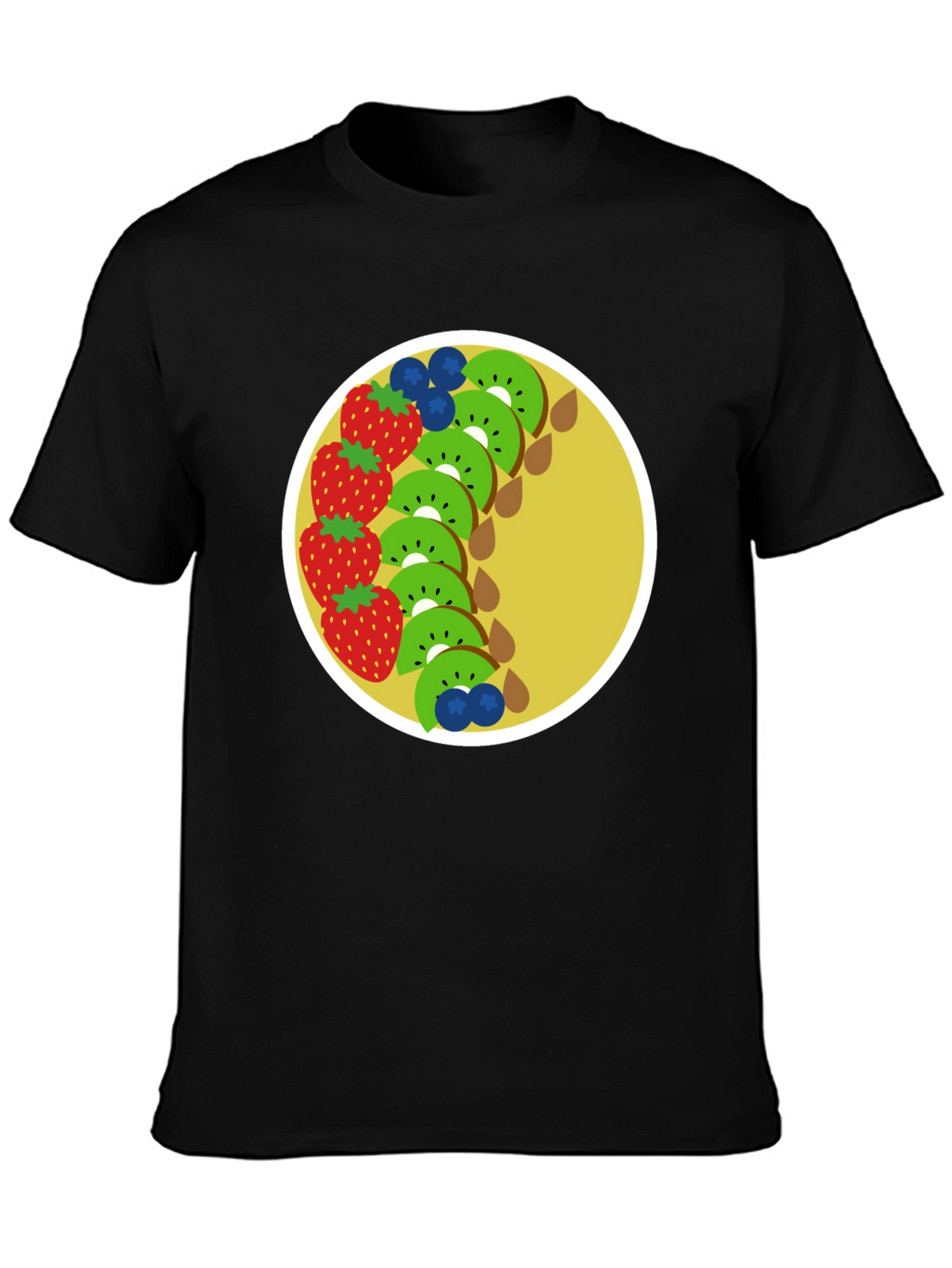 Fun Fruit Graphic Tee - Black Cotton T-Shirt