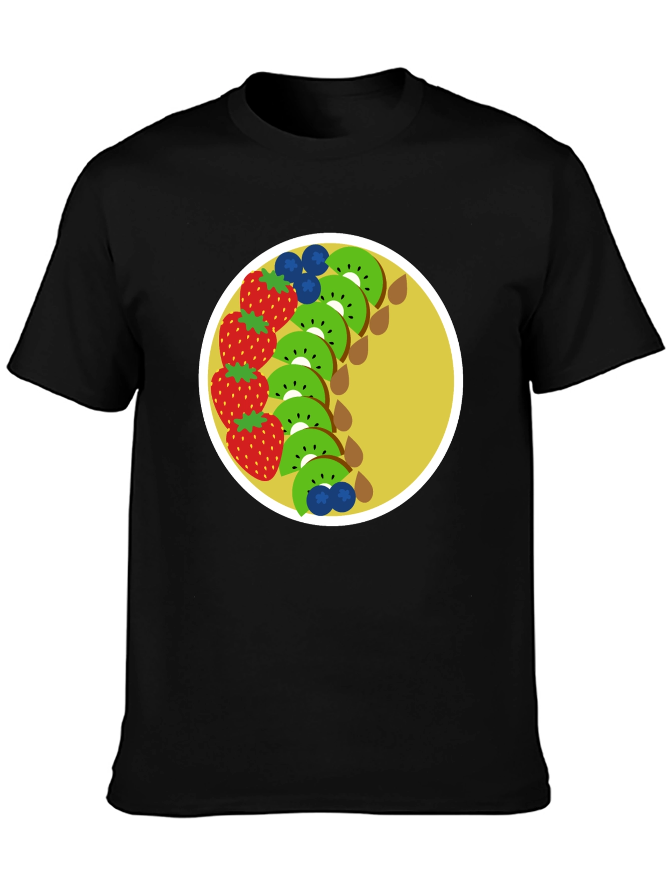Fun Fruit Graphic Tee - Black Cotton T-Shirt