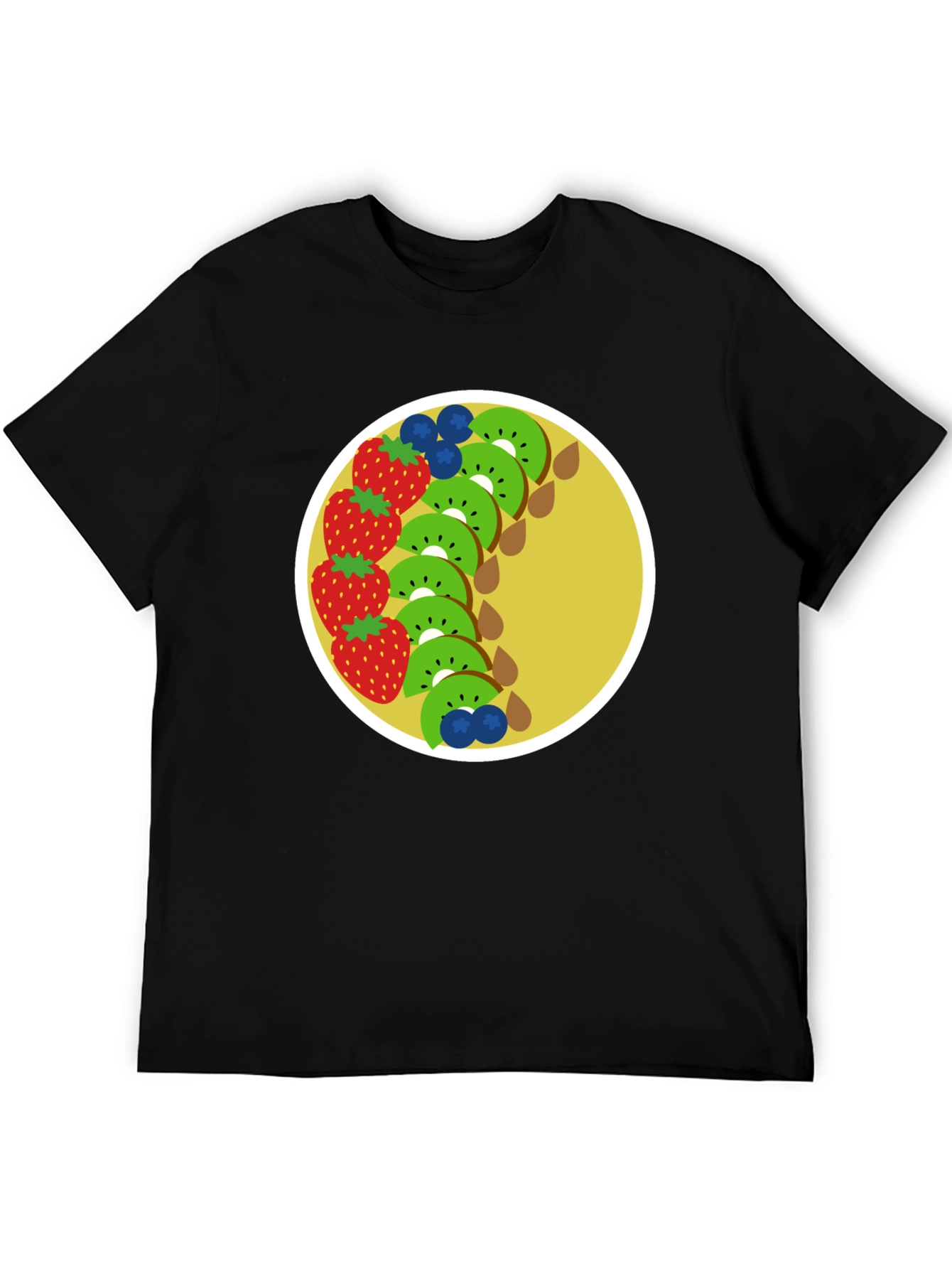Fun Fruit Graphic Tee - Black Cotton T-Shirt