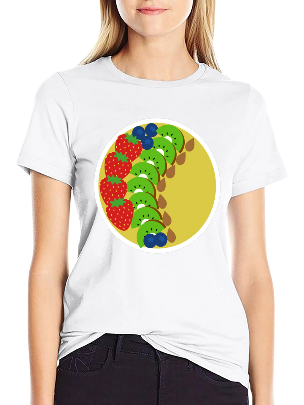 Fun Fruit Graphic Tee - Black Cotton T-Shirt