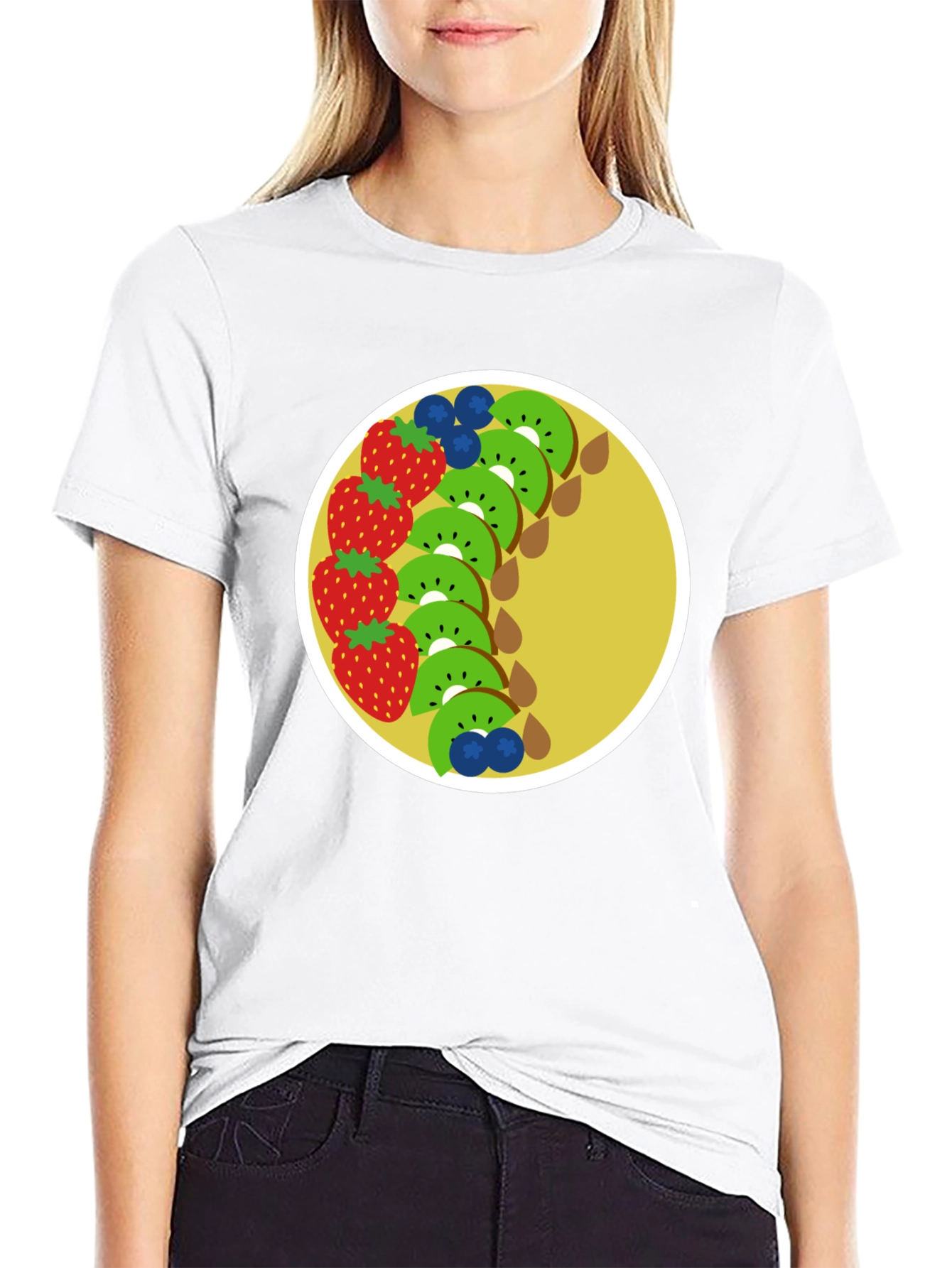 Fun Fruit Graphic Tee - Black Cotton T-Shirt