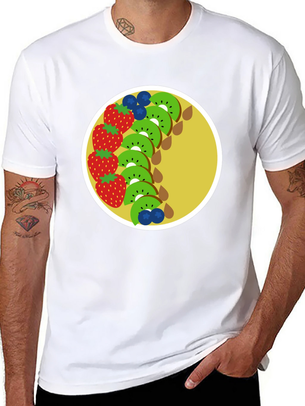 Fun Fruit Graphic Tee - Black Cotton T-Shirt