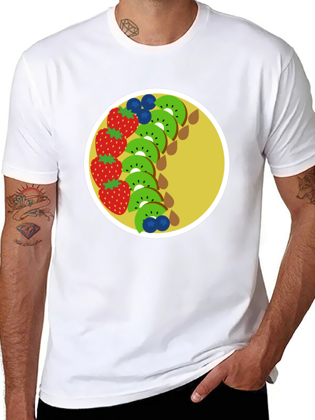 Fun Fruit Graphic Tee - Black Cotton T-Shirt