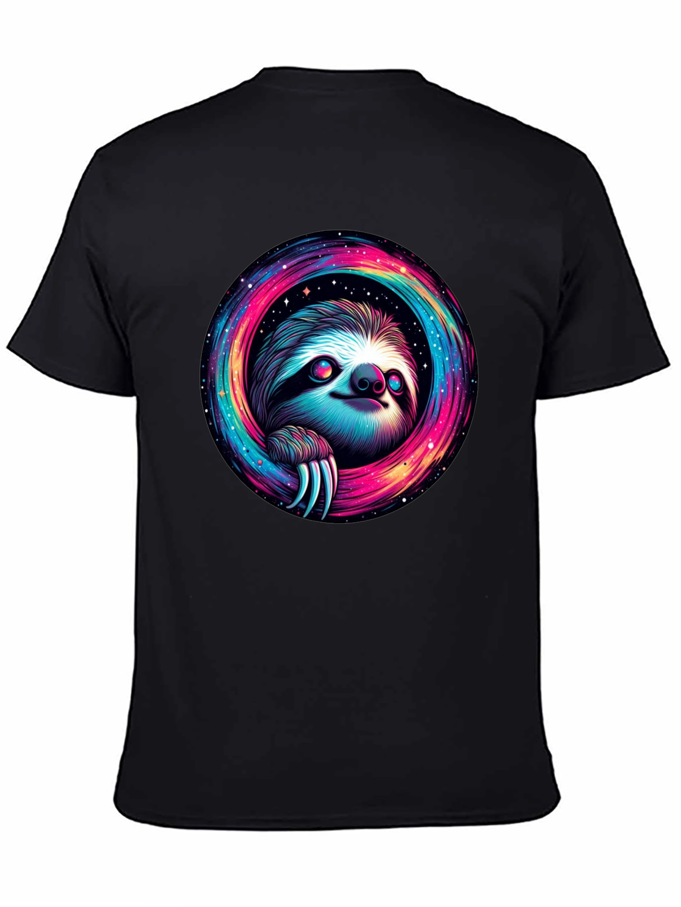 Cosmic Sloth Graphic Tee - Unisex Black T-Shirt