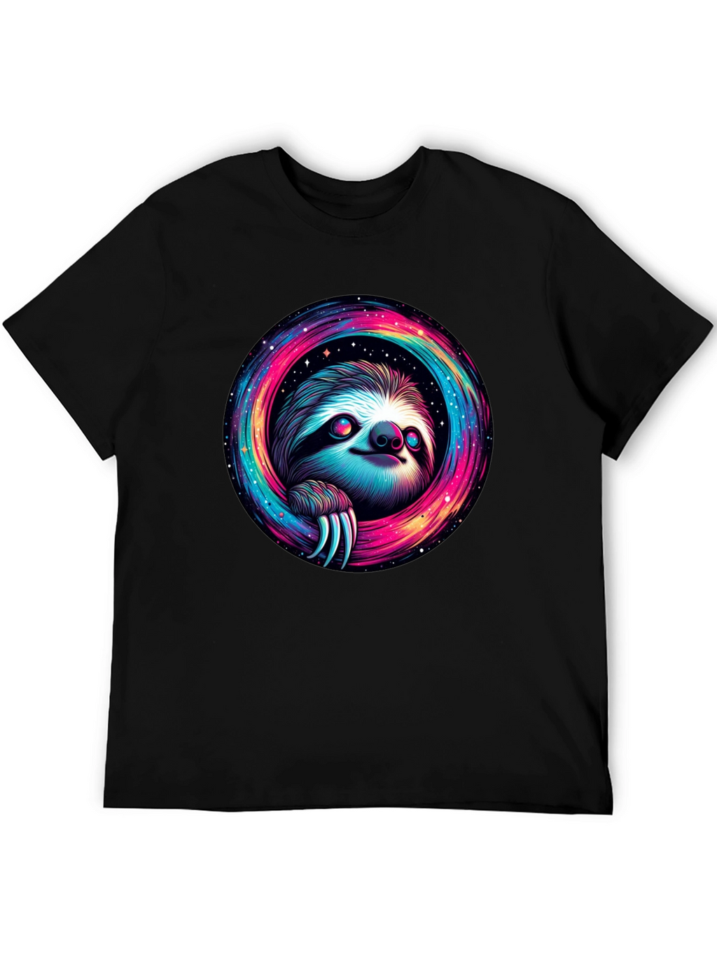 Cosmic Sloth Graphic Tee - Unisex Black T-Shirt