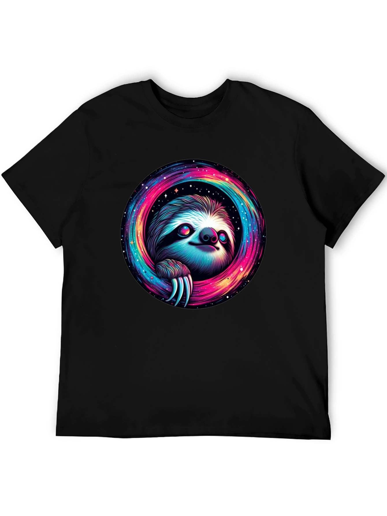 Cosmic Sloth Graphic Tee - Unisex Black T-Shirt