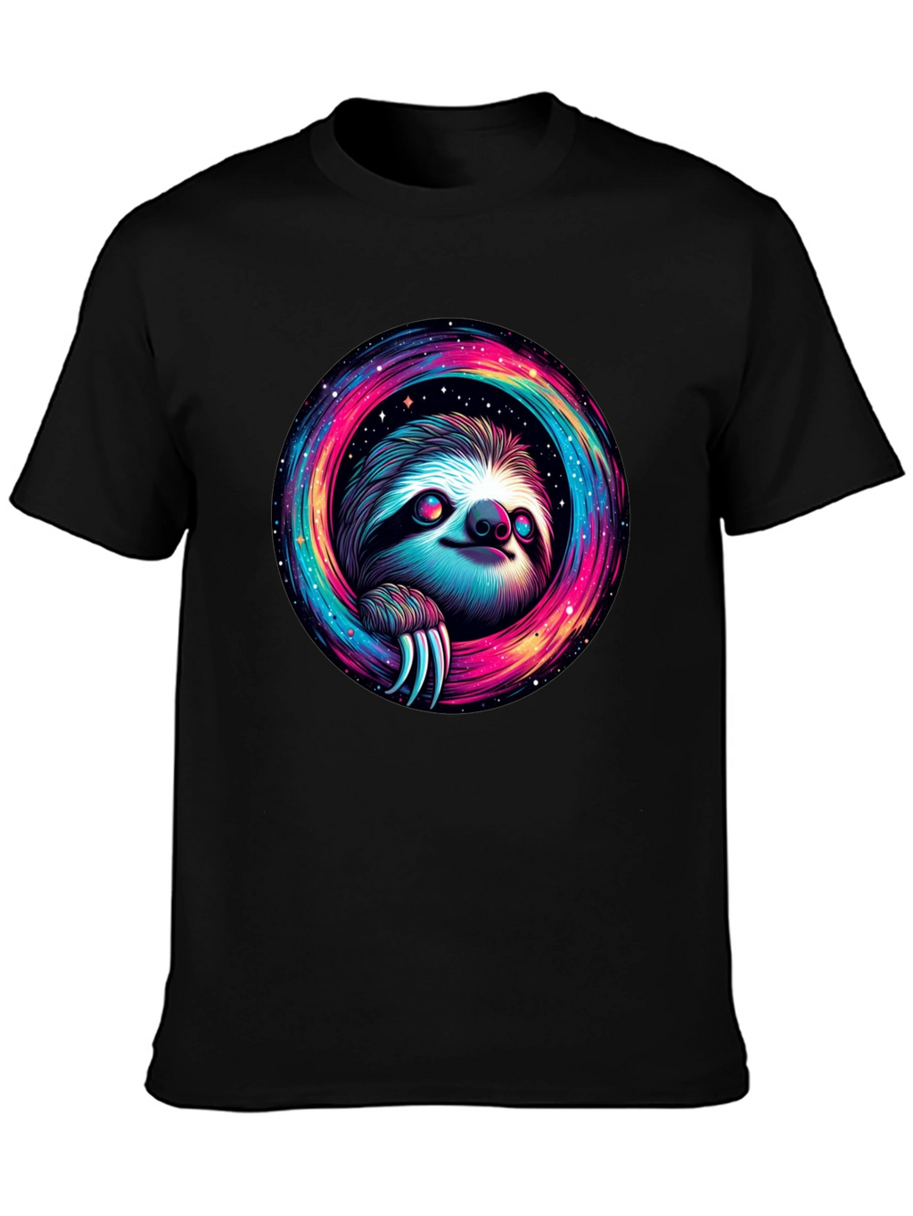Cosmic Sloth Graphic Tee - Unisex Black T-Shirt