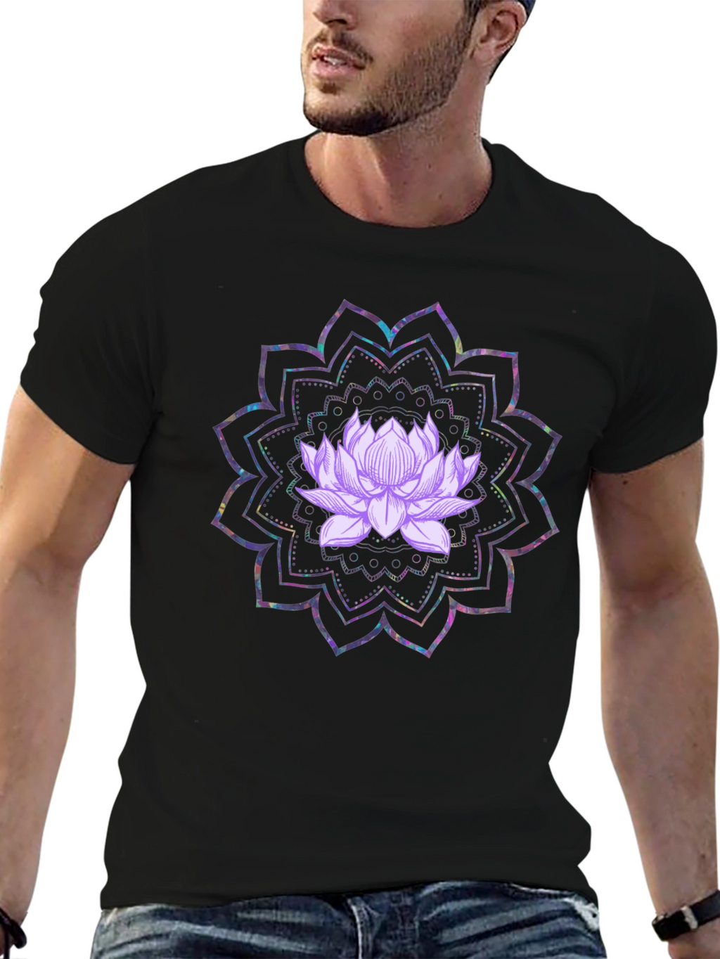 Lotus Mandala Graphic Tee - Black