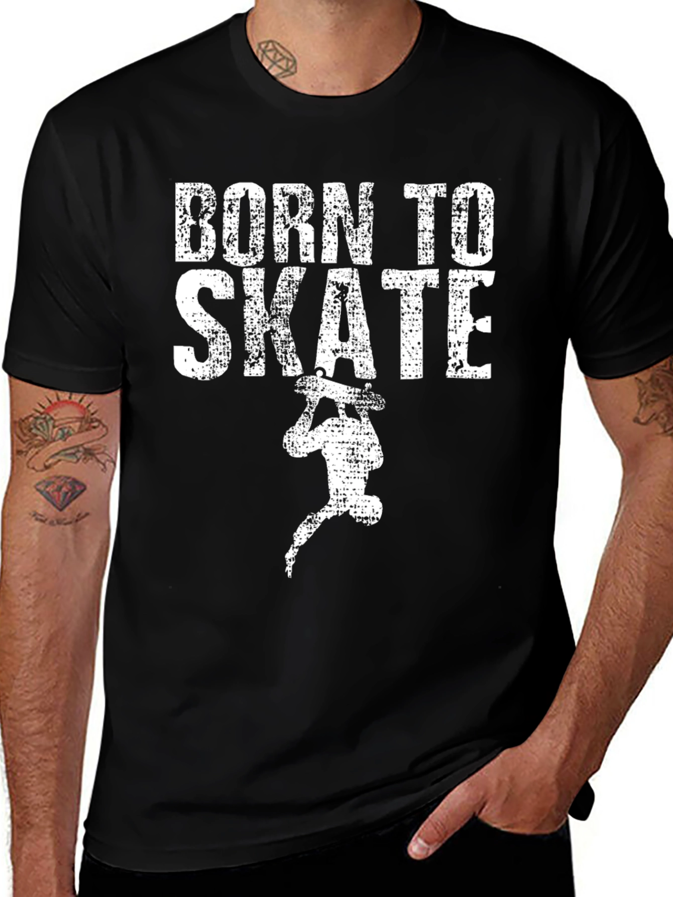 Born to Skate Graphic Tee - Black Cotton T-Shirt