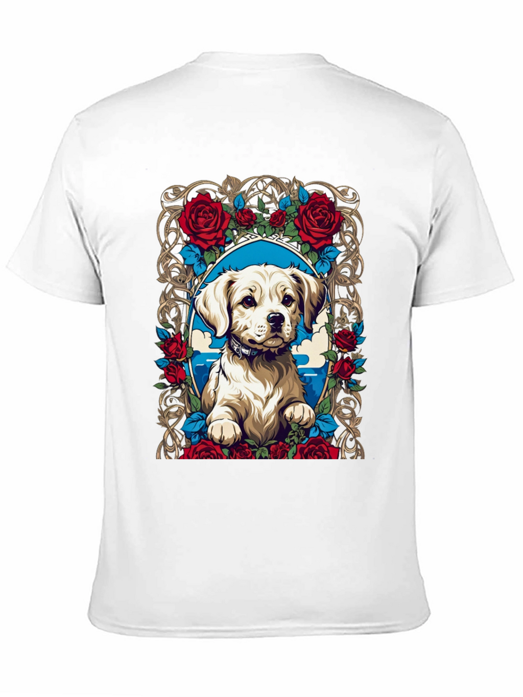 Dog & Roses Graphic Tee - Black Cotton Blend