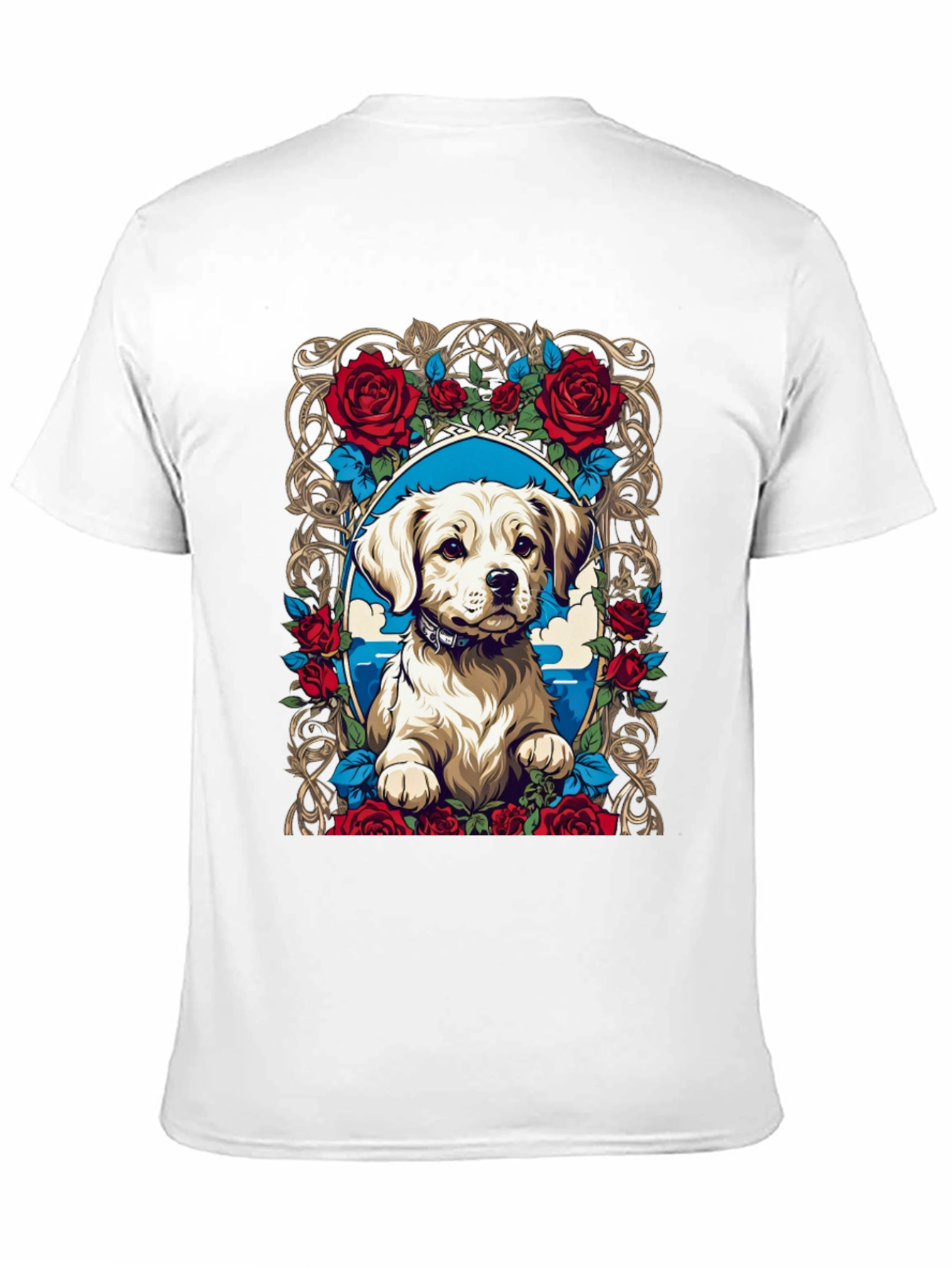 Dog & Roses Graphic Tee - Black Cotton Blend