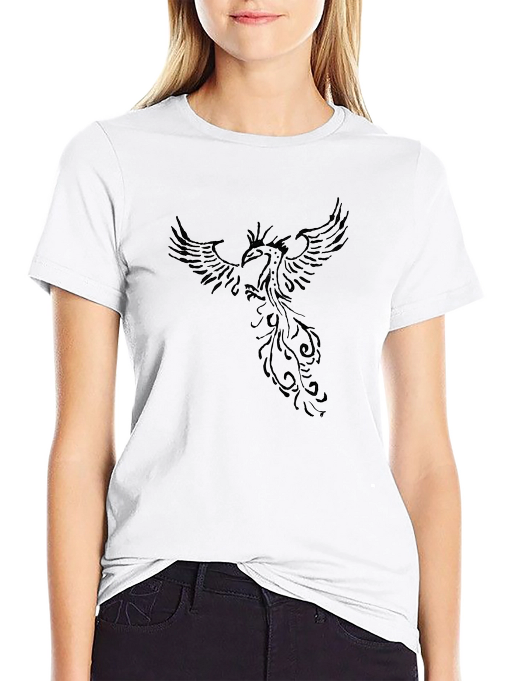 Mens Black Phoenix Graphic T-Shirt