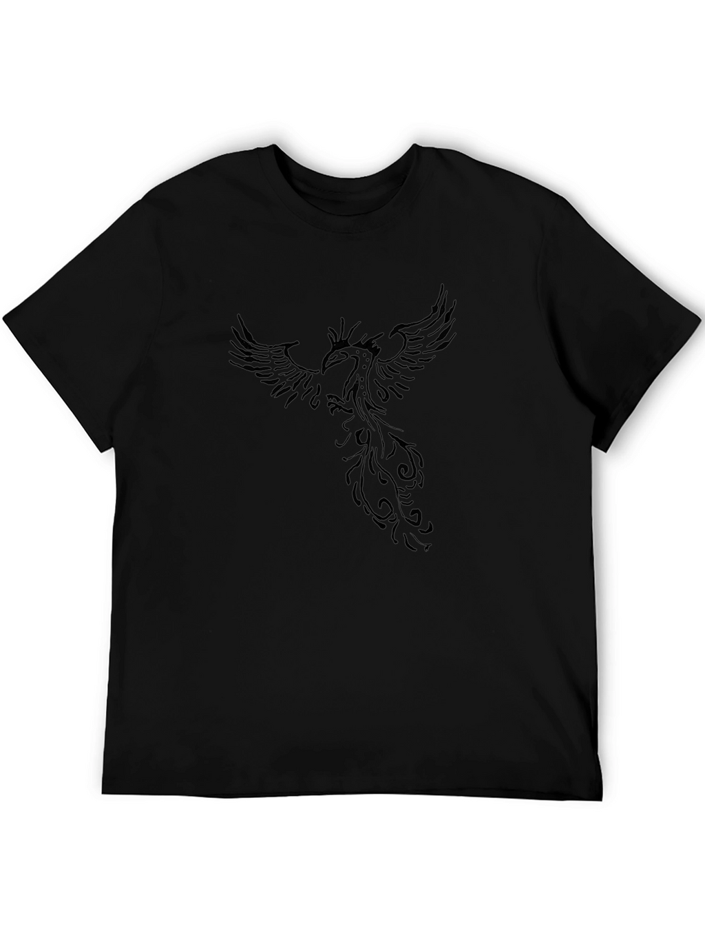 Mens Black Phoenix Graphic T-Shirt