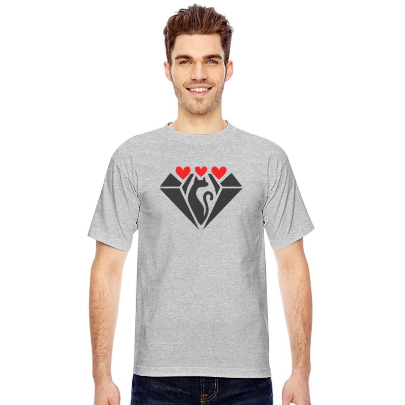Diamond With Cat and Hearts Vector Two Colors