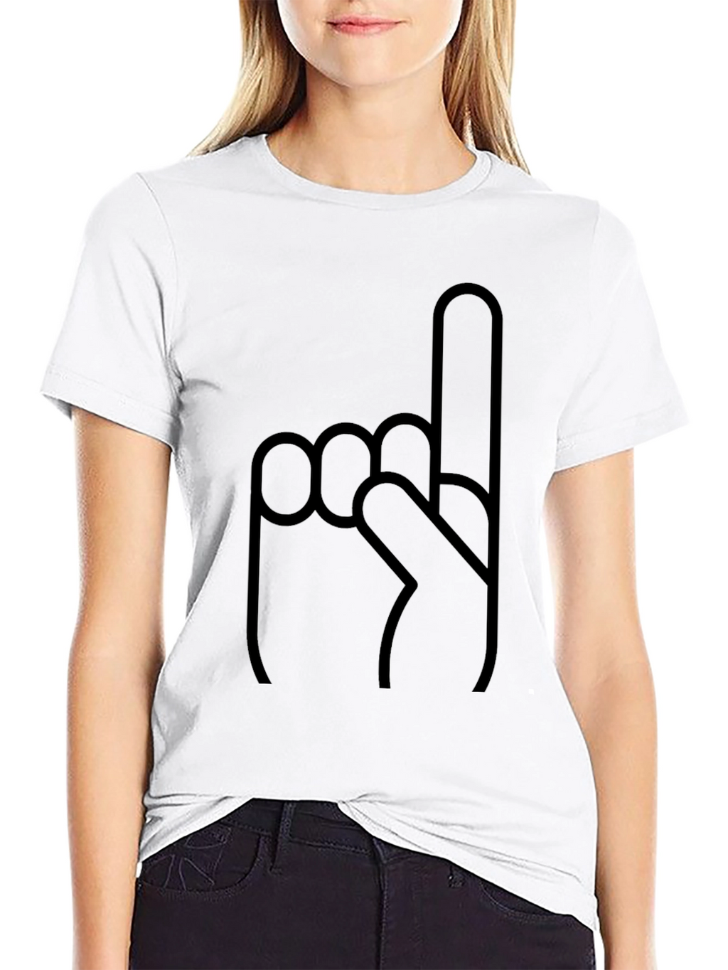 Novelty Number One Finger Graphic Black T-Shirt