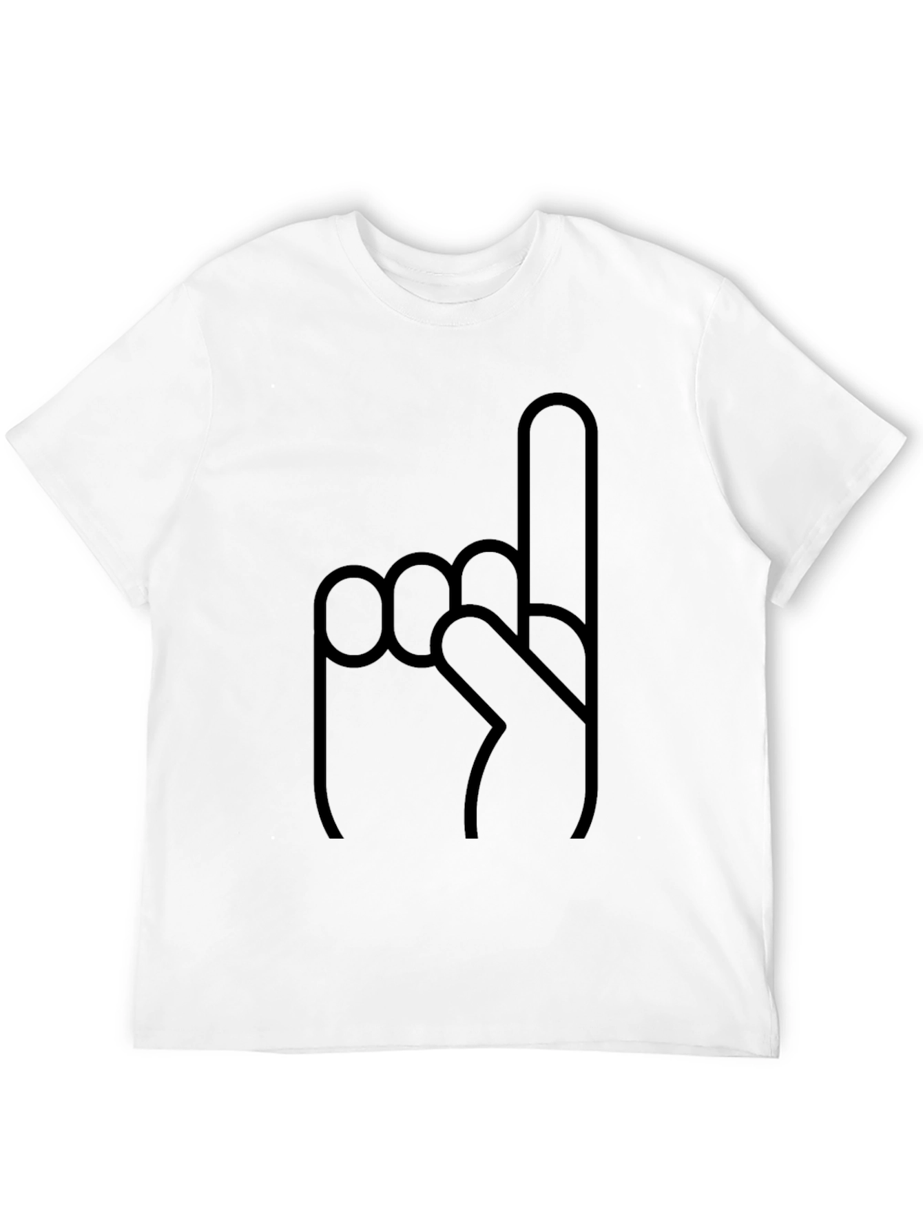 Novelty Number One Finger Graphic Black T-Shirt
