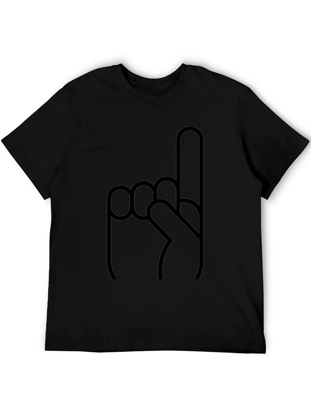 Novelty Number One Finger Graphic Black T-Shirt