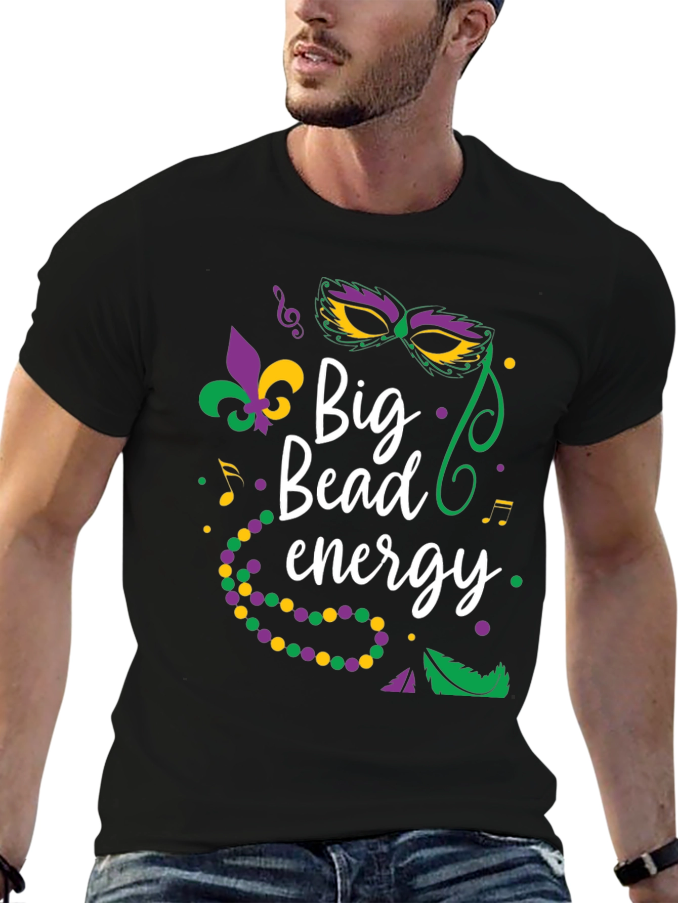 Mardi Gras Big Bead Energy Graphic T-Shirt
