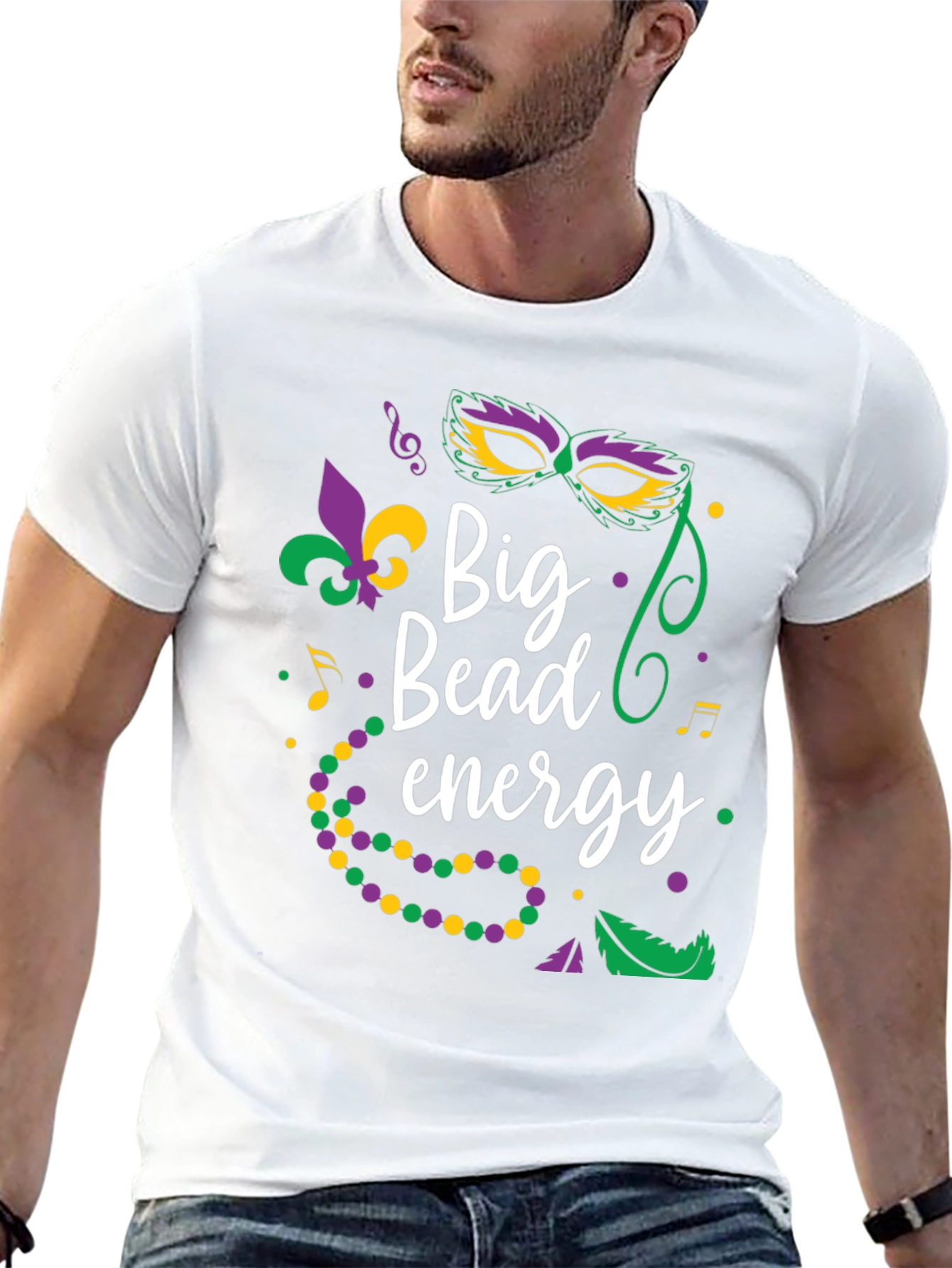 Mardi Gras Big Bead Energy Graphic T-Shirt