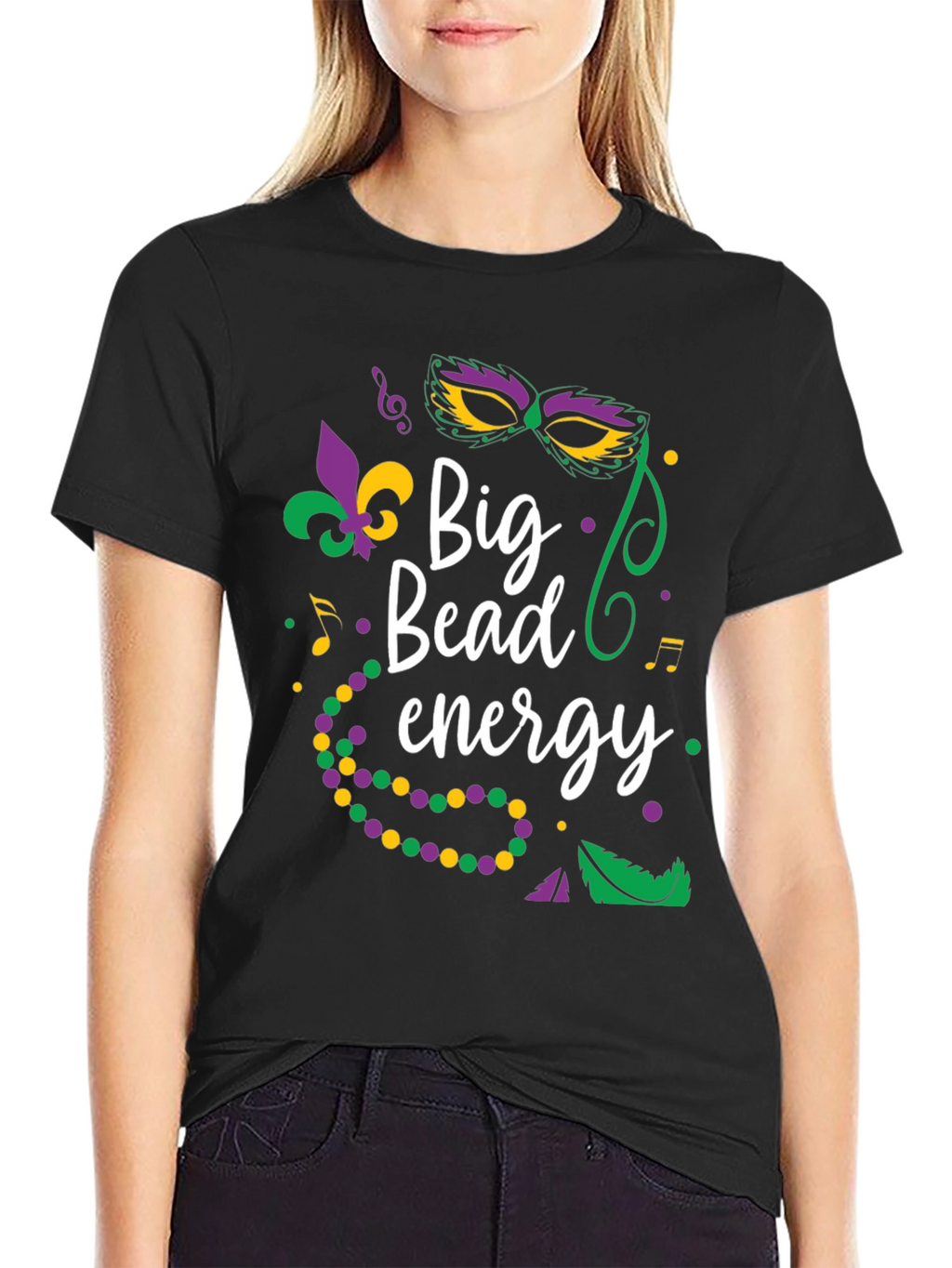 Mardi Gras Big Bead Energy Graphic T-Shirt