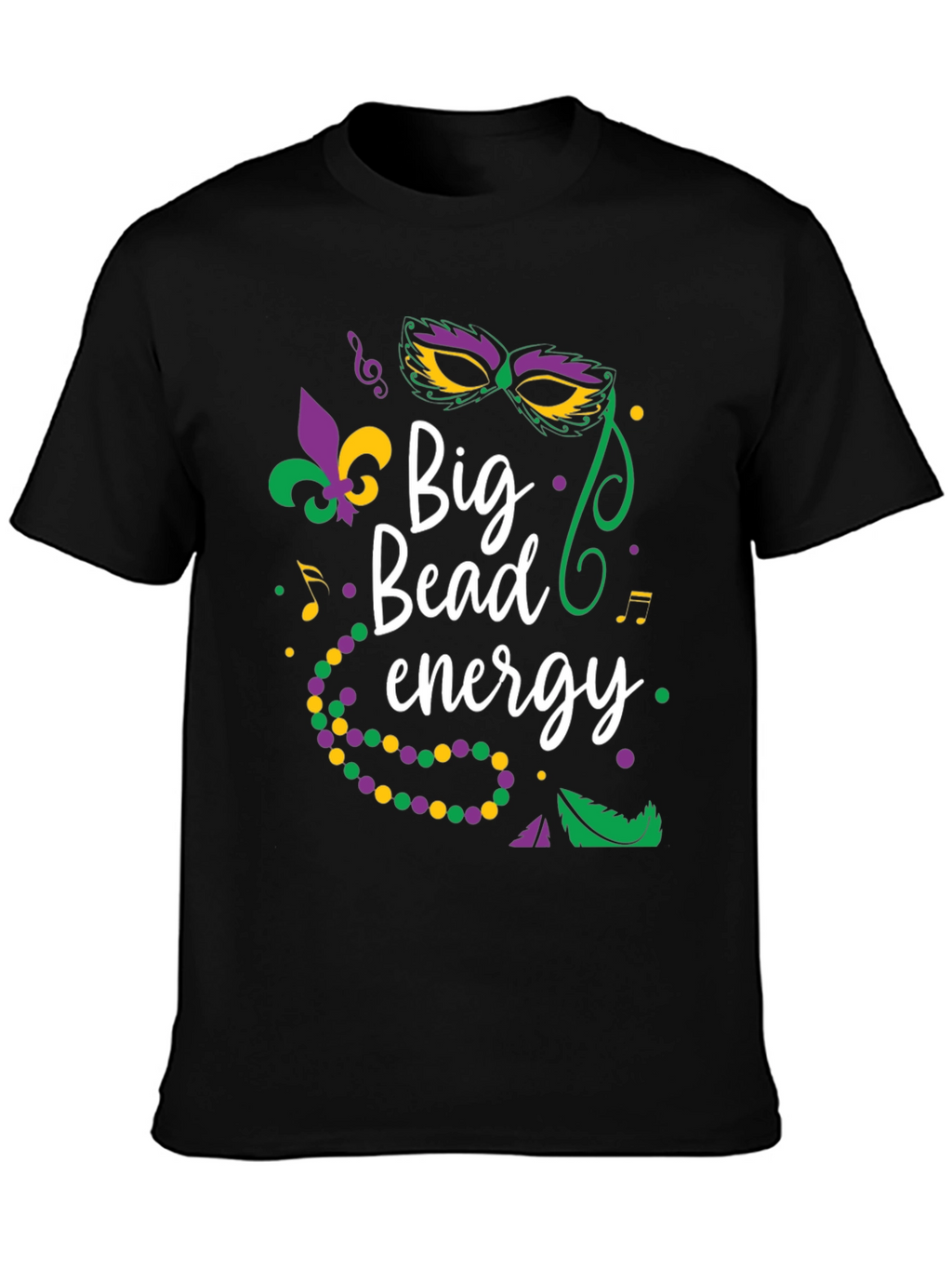 Mardi Gras Big Bead Energy Graphic T-Shirt