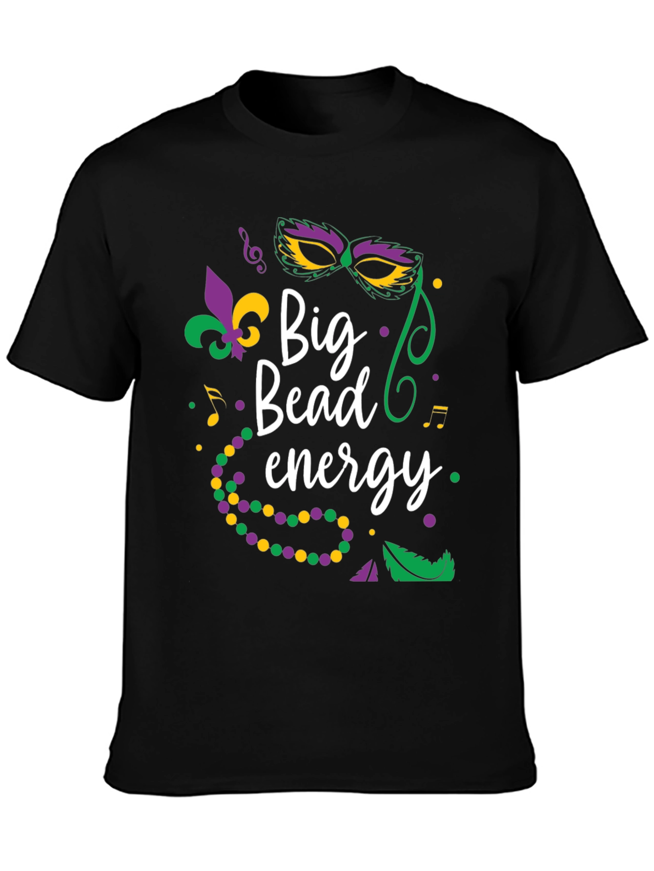 Mardi Gras Big Bead Energy Graphic T-Shirt