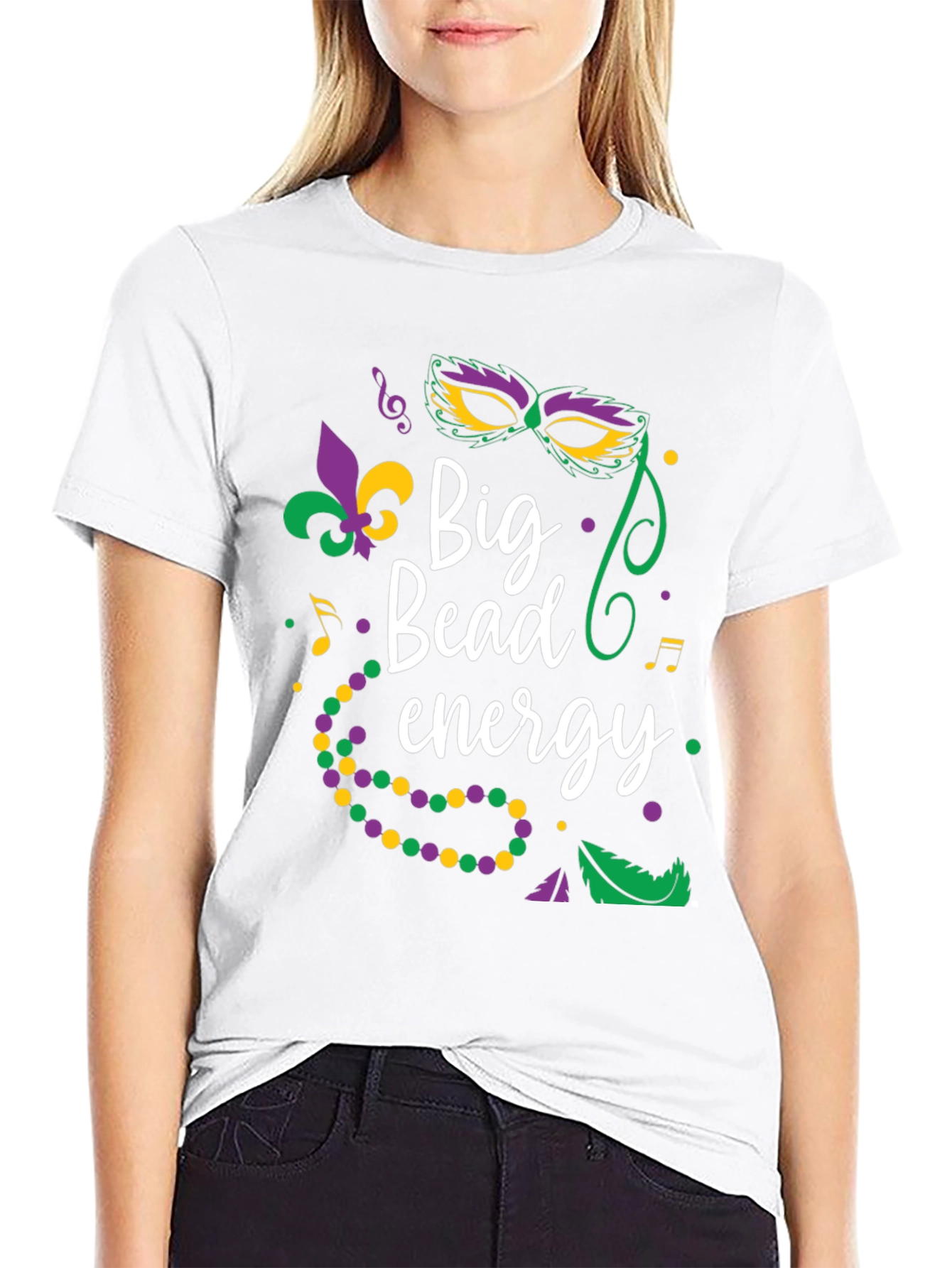 Mardi Gras Big Bead Energy Graphic T-Shirt