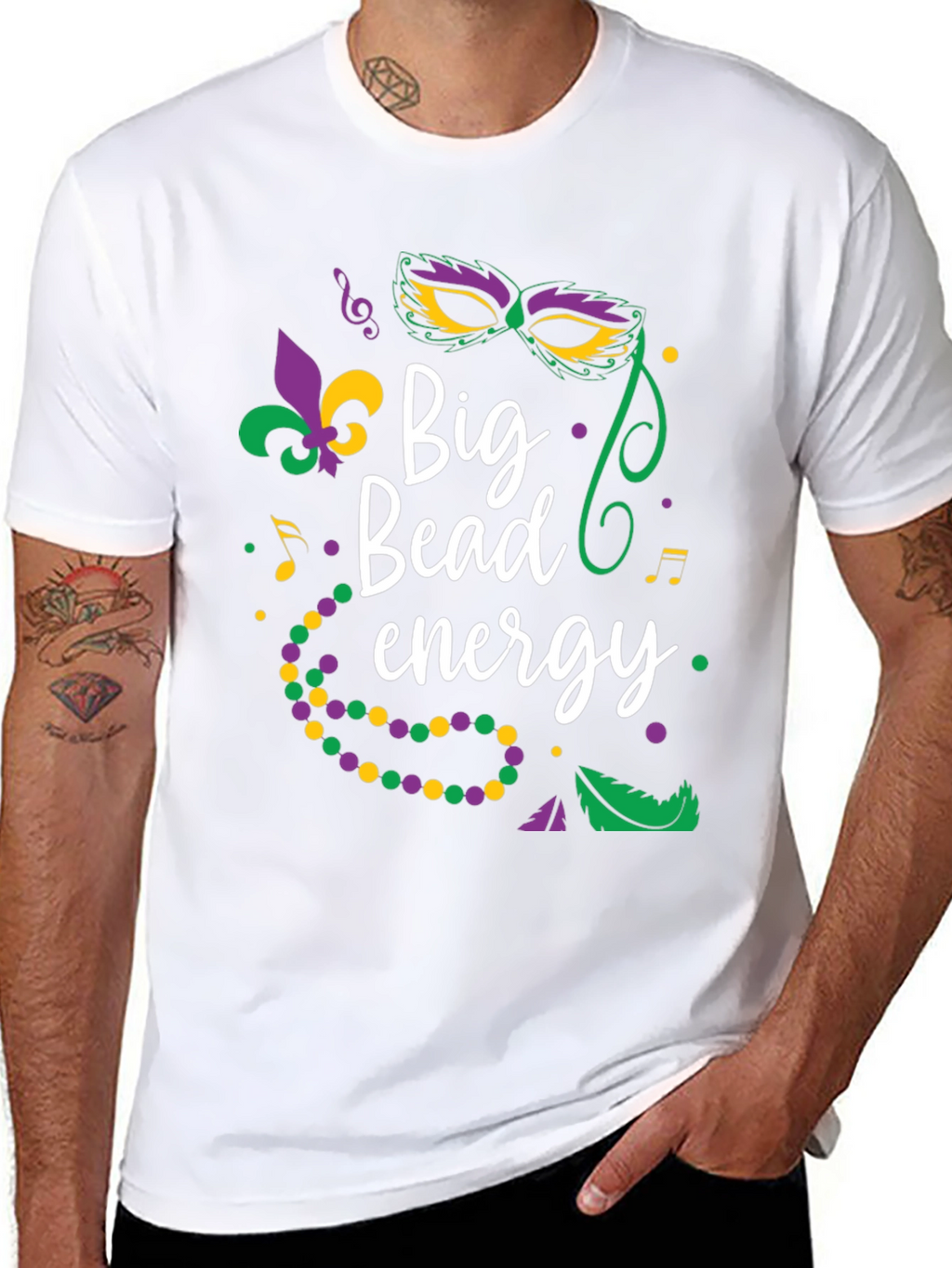 Mardi Gras Big Bead Energy Graphic T-Shirt