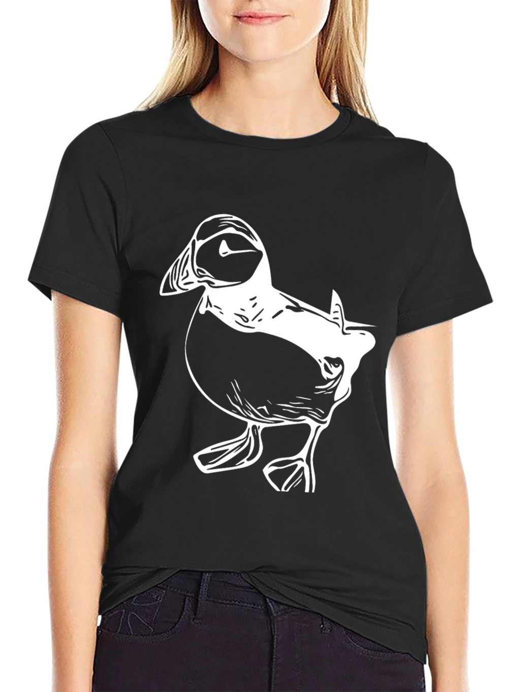 Puffin Graphic Tee - Black Cotton T-Shirt