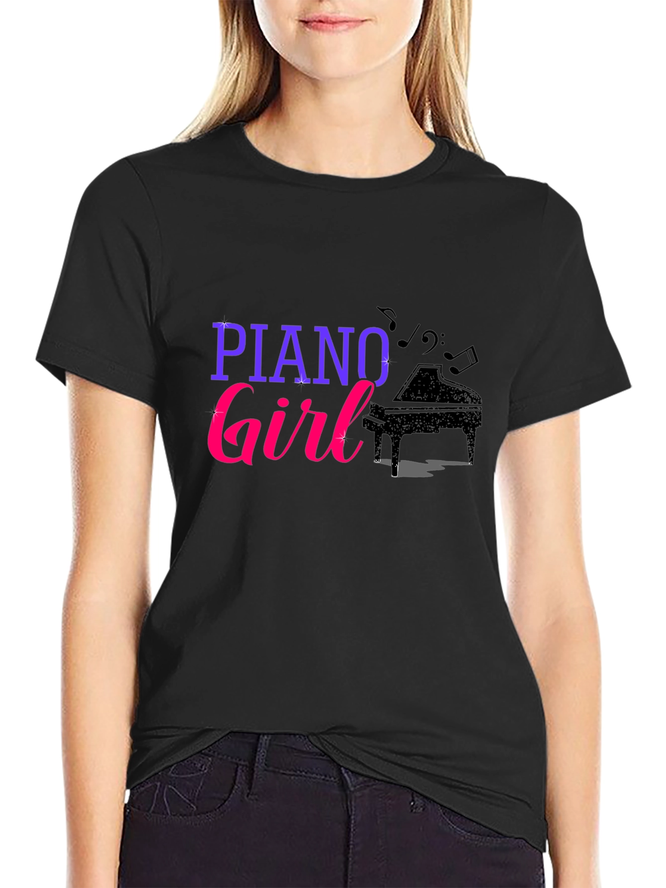 Piano Girl Graphic T-Shirt