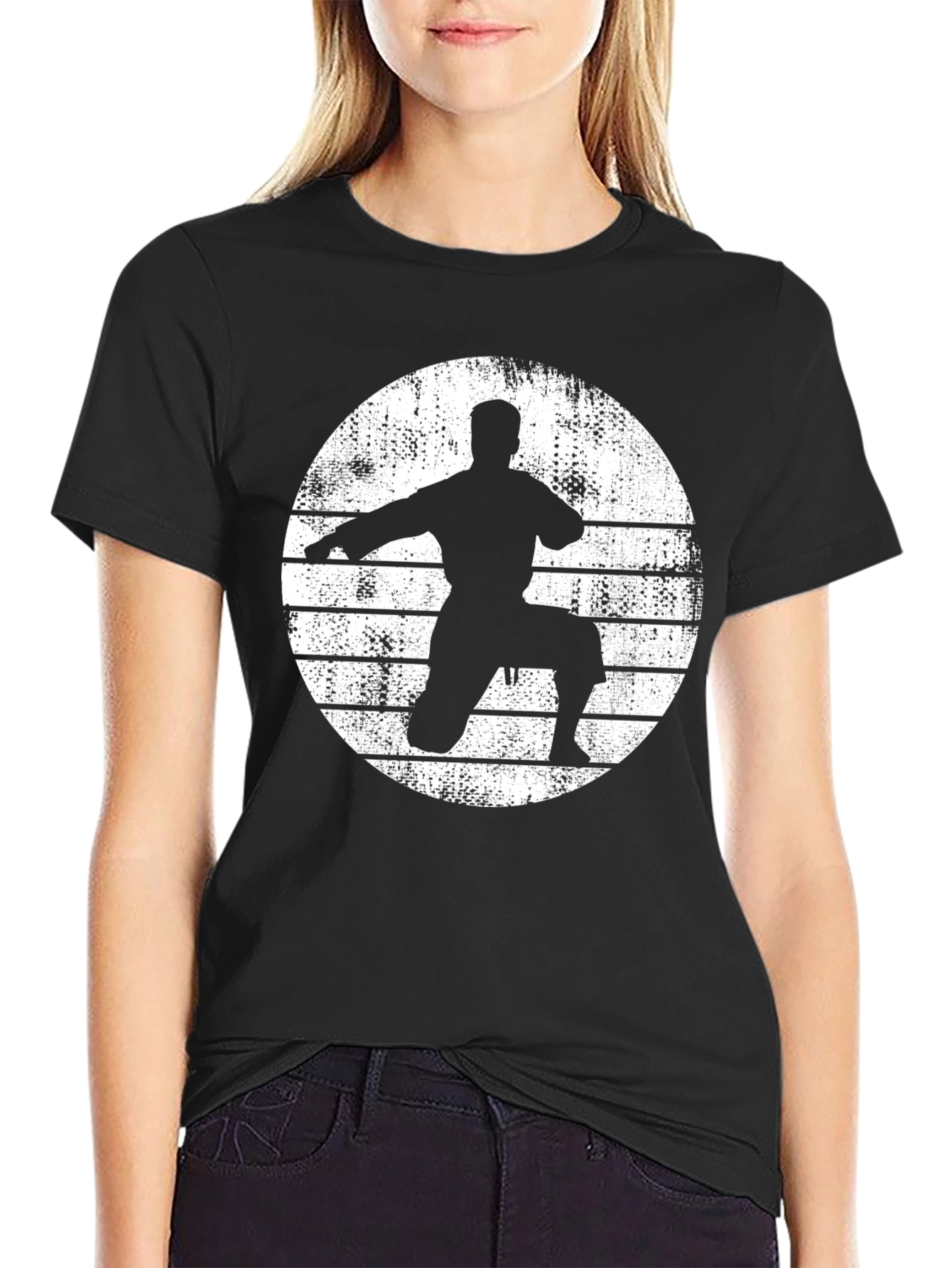 Karate Silhouette Graphic T-Shirt - Vintage Design