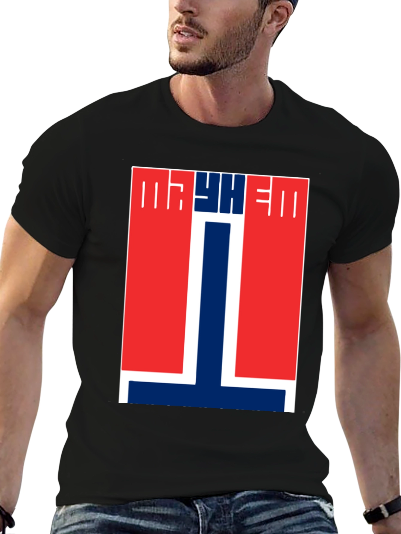 Mayhem T-Shirt - Red & Blue Graphic Tee