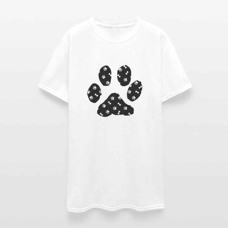 Dog Paw Print Silhouette with bones and paw prints