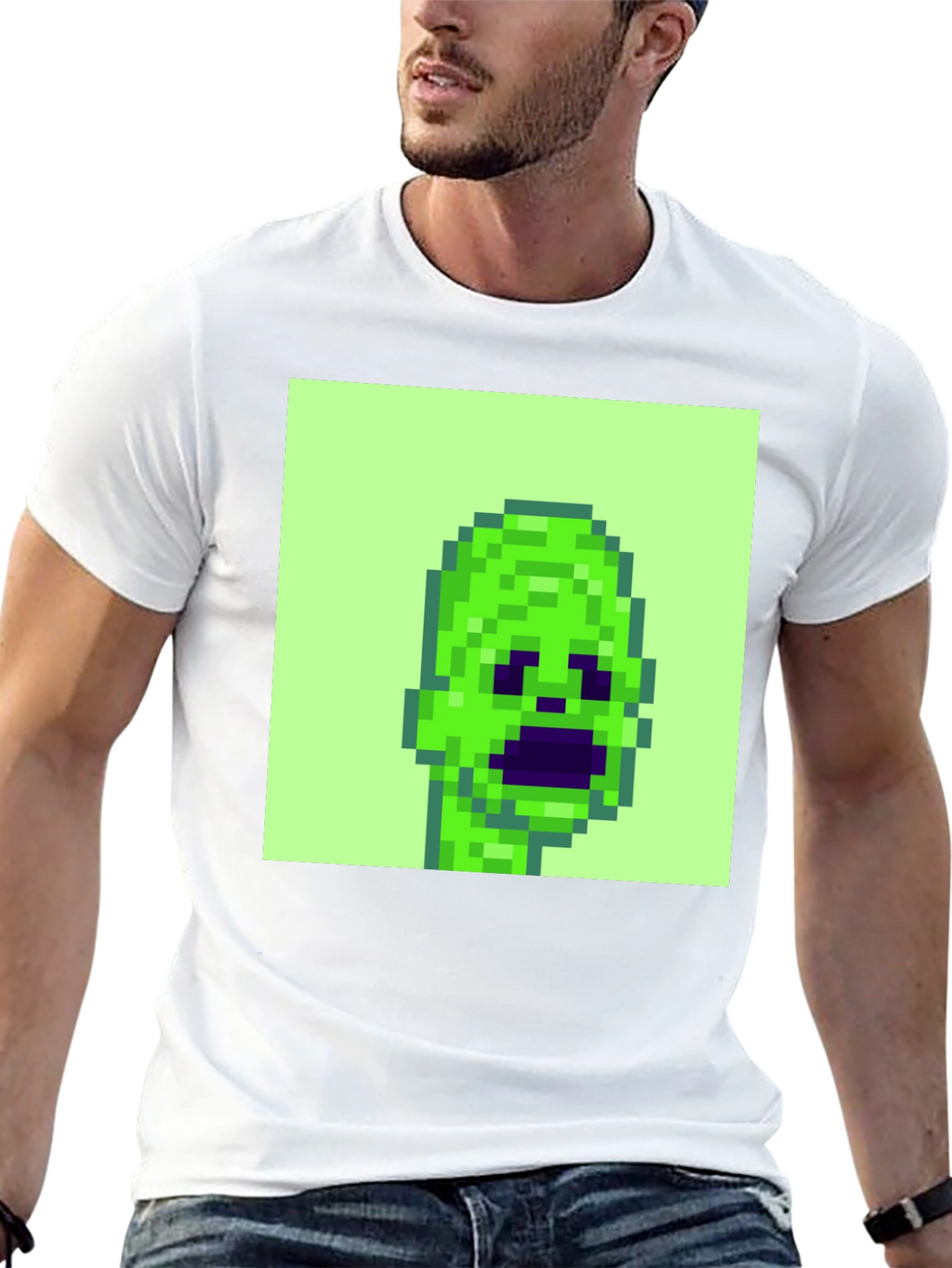 Pixelated Alien Graphic Tee - Black