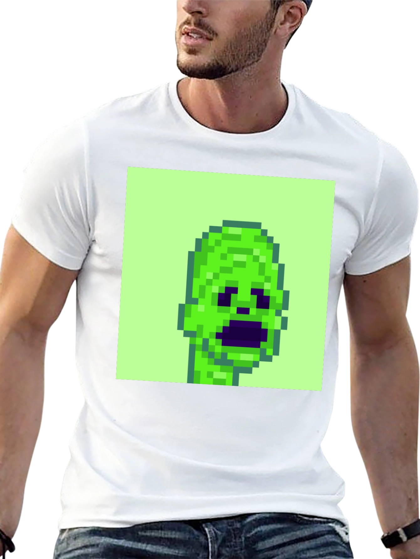 Pixelated Alien Graphic Tee - Black