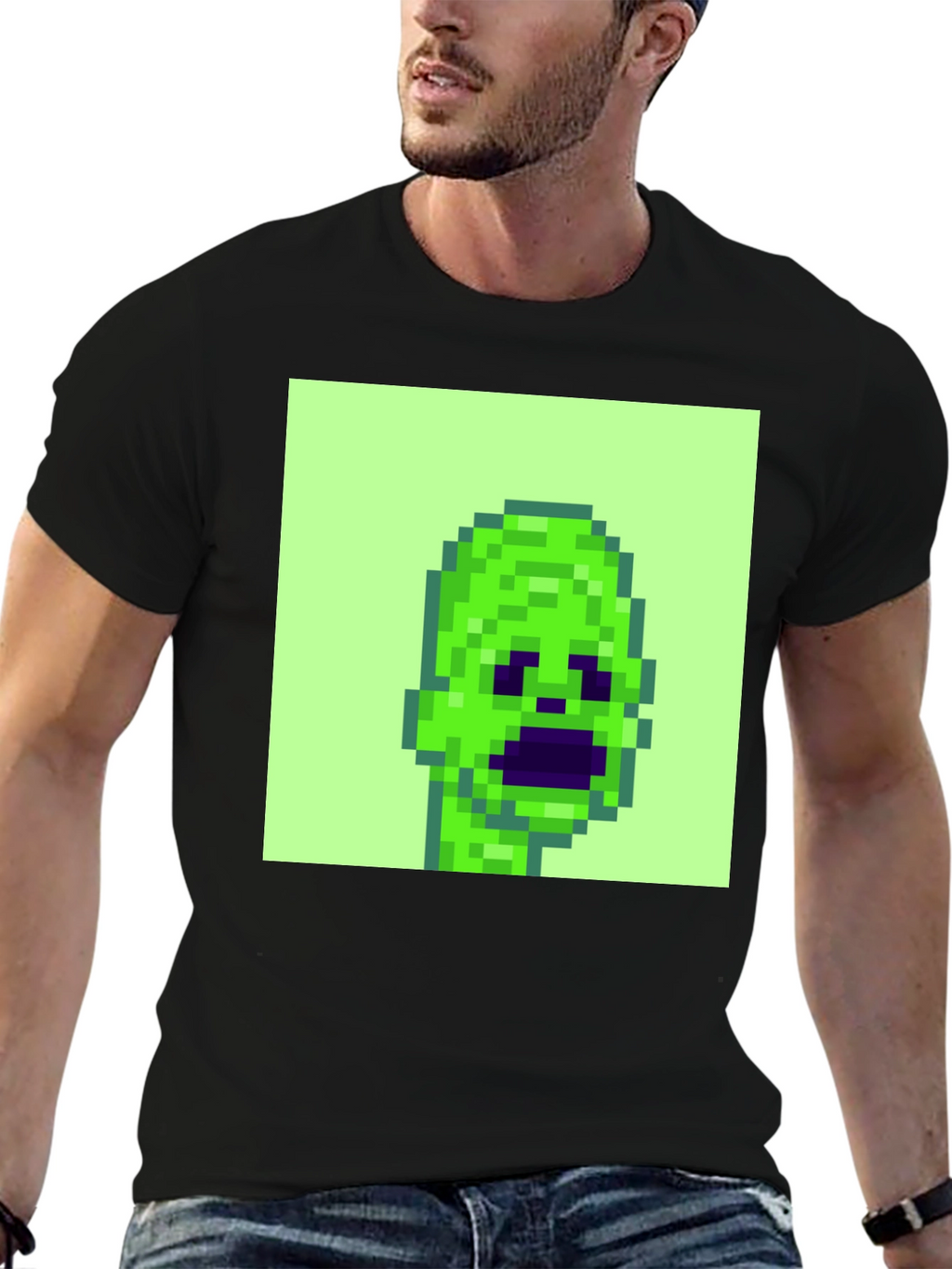 Pixelated Alien Graphic Tee - Black