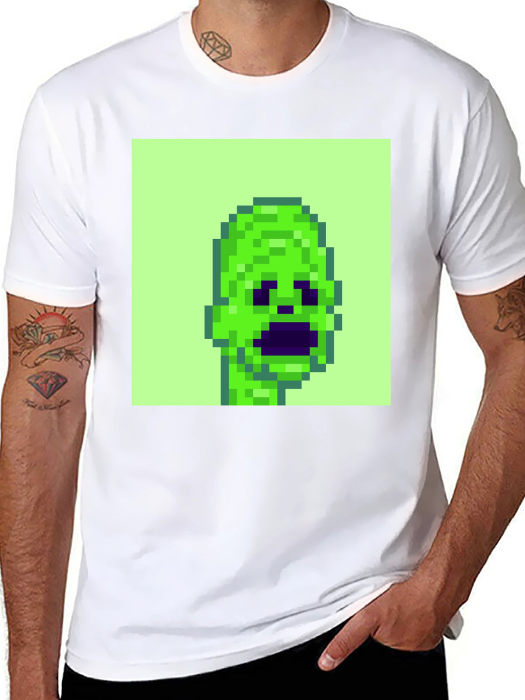 Pixelated Alien Graphic Tee - Black