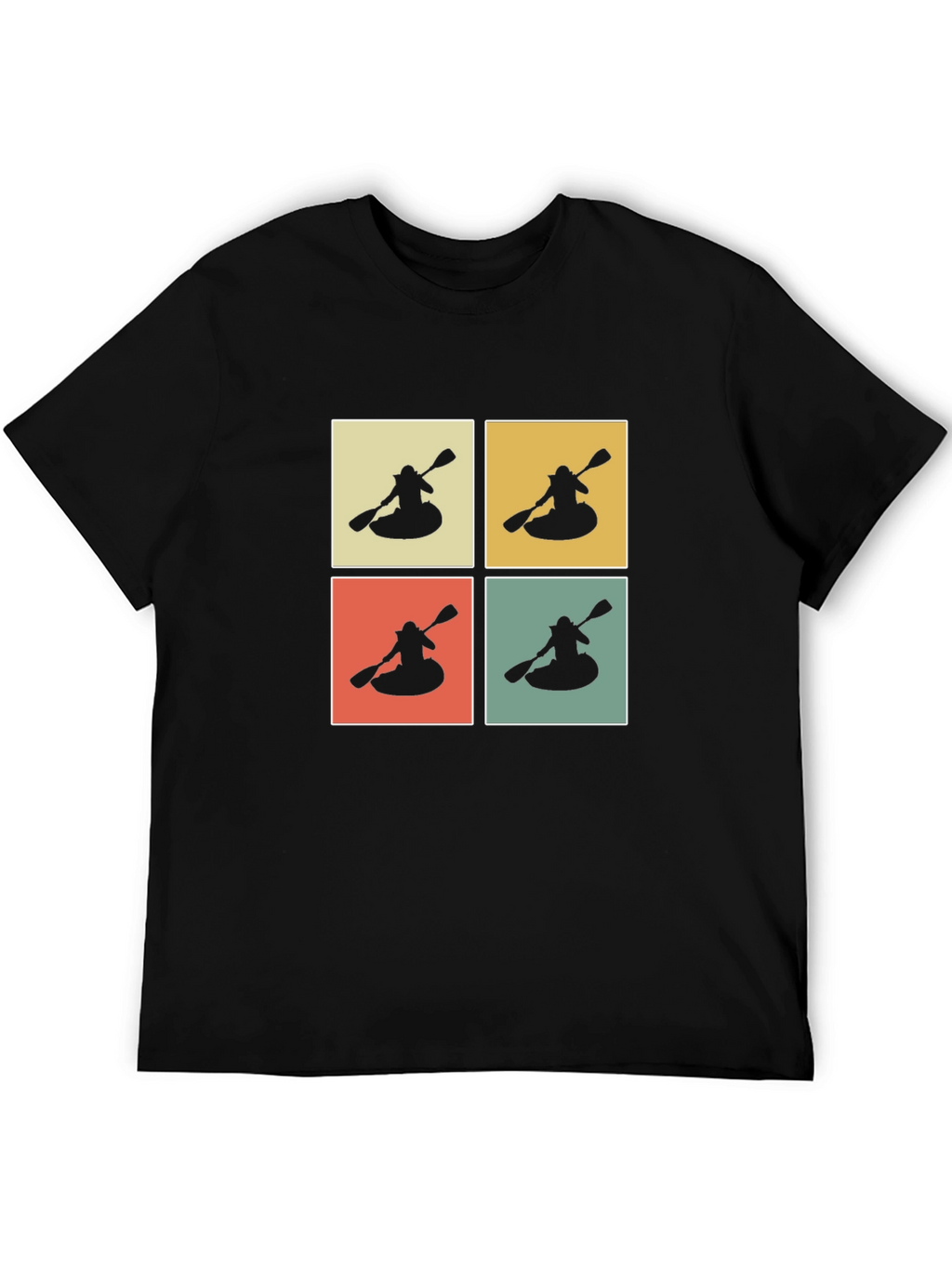 Retro Kayak Pop Art T-Shirt - Black