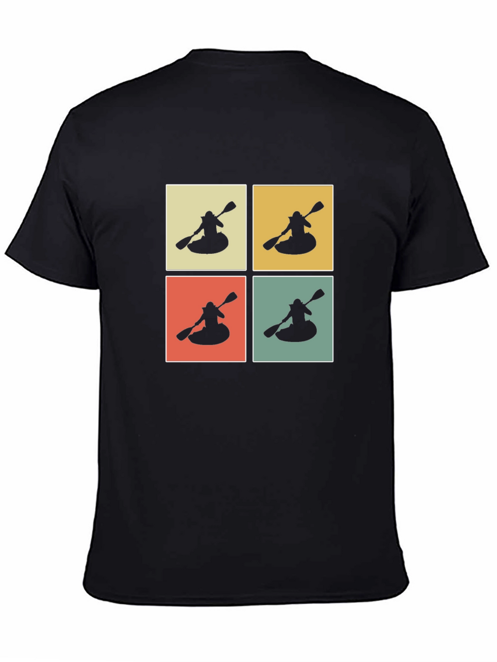Retro Kayak Pop Art T-Shirt - Black