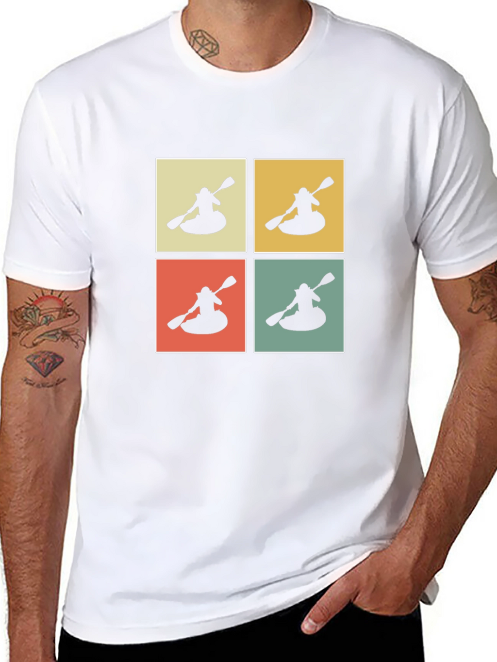 Retro Kayak Pop Art T-Shirt - Black
