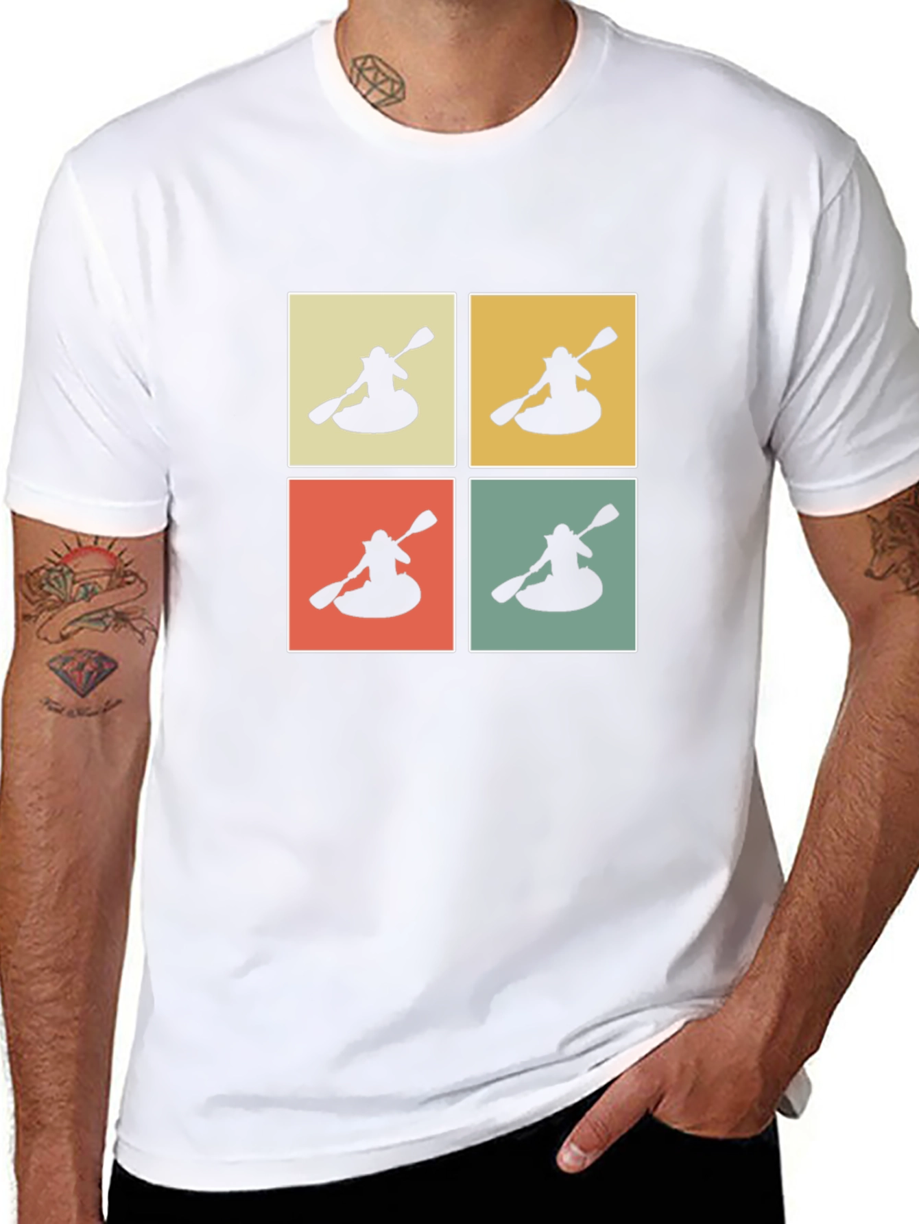 Retro Kayak Pop Art T-Shirt - Black