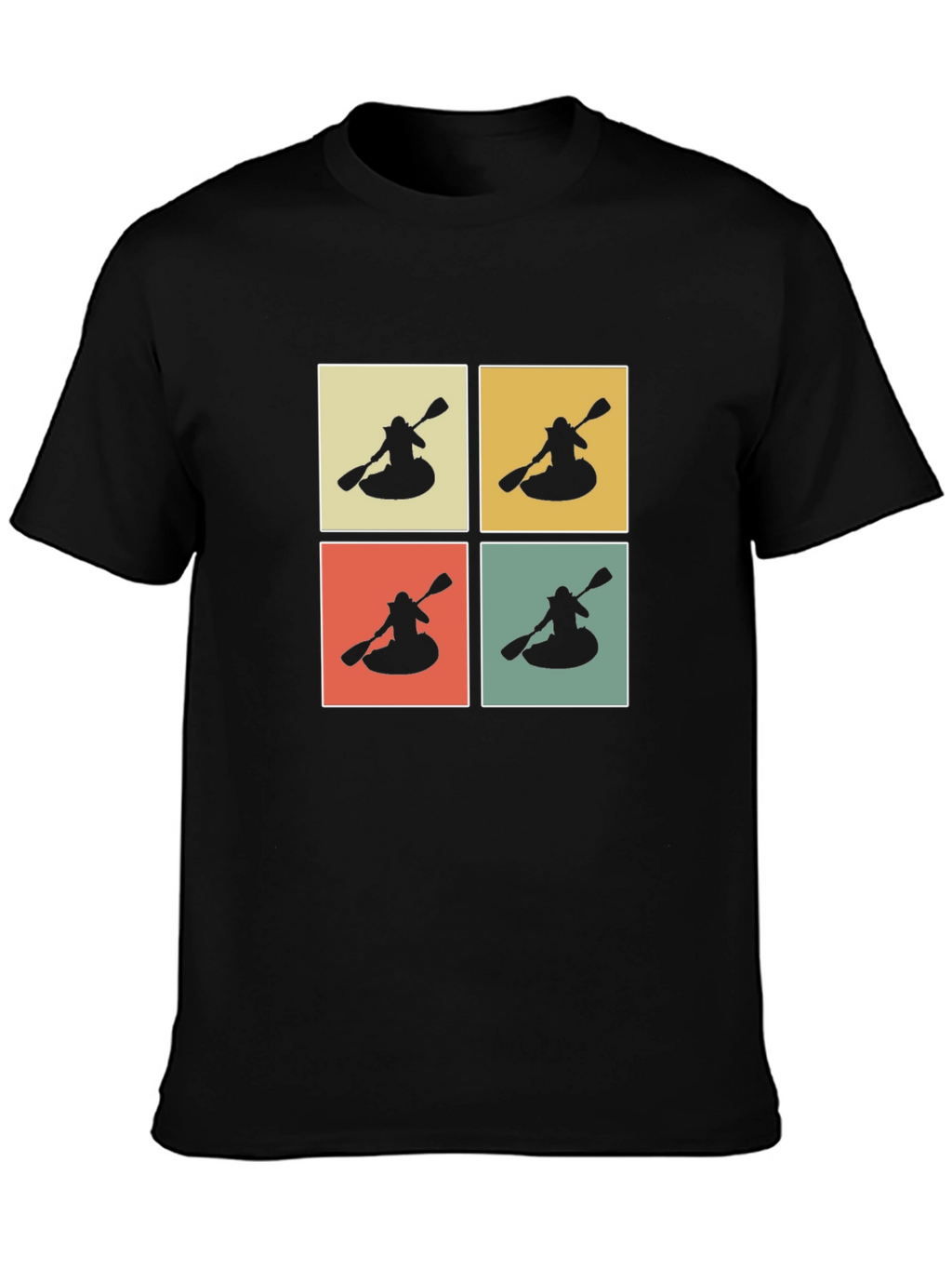 Retro Kayak Pop Art T-Shirt - Black