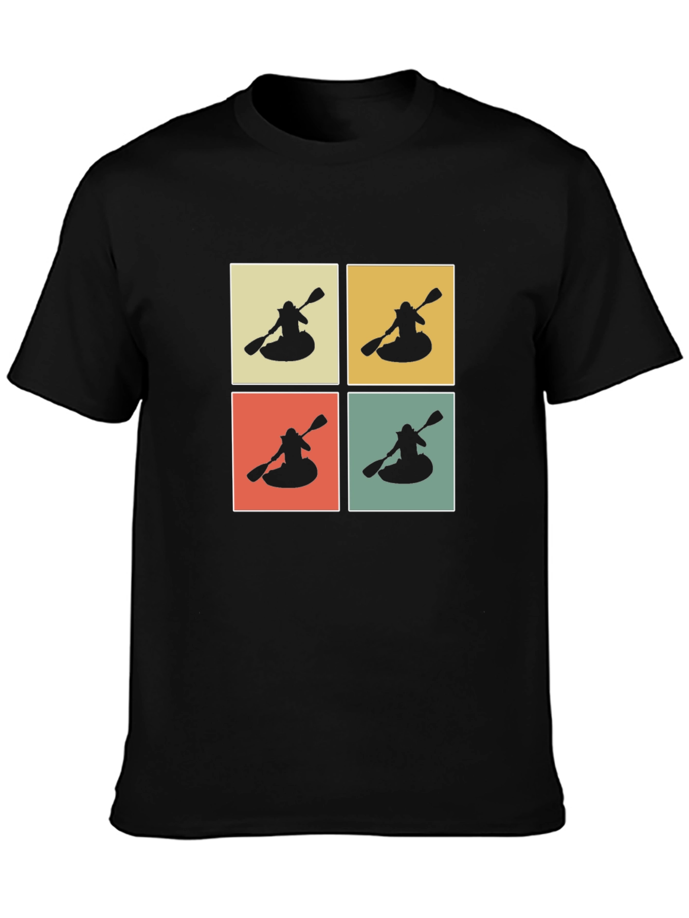 Retro Kayak Pop Art T-Shirt - Black