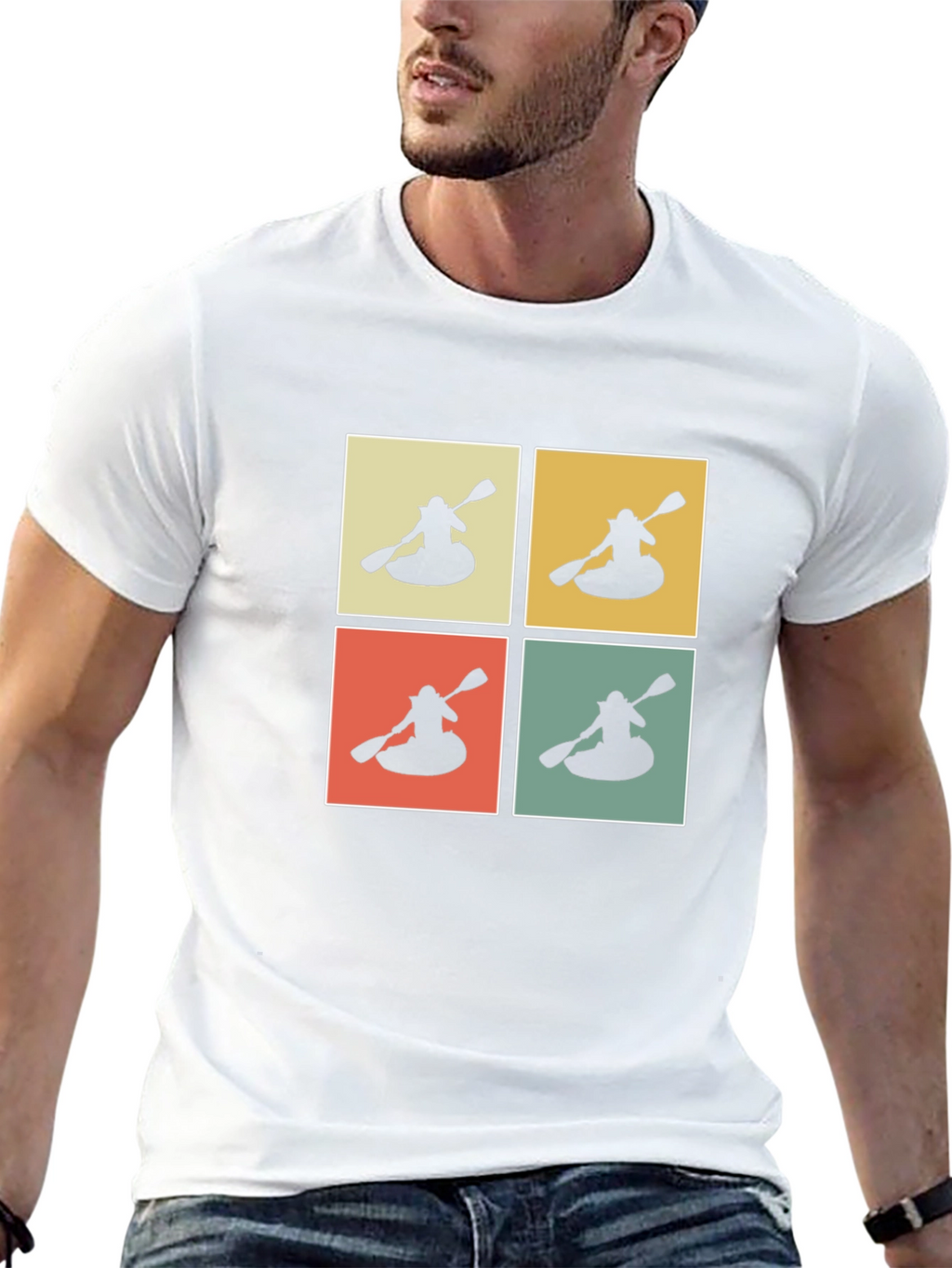 Retro Kayak Pop Art T-Shirt - Black