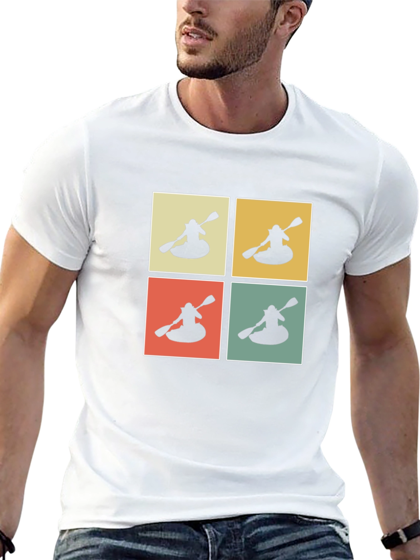 Retro Kayak Pop Art T-Shirt - Black