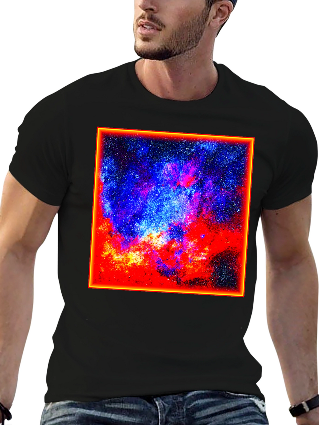 Cosmic Nebula Graphic Tee - Black