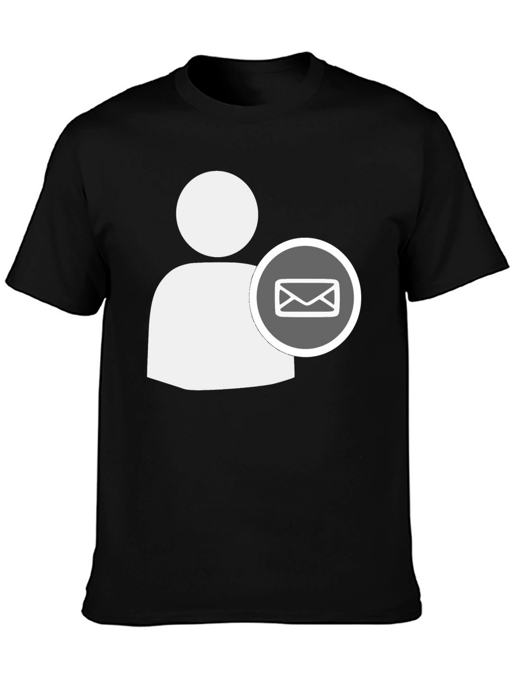 Black T-Shirt with White Contact Email Icon